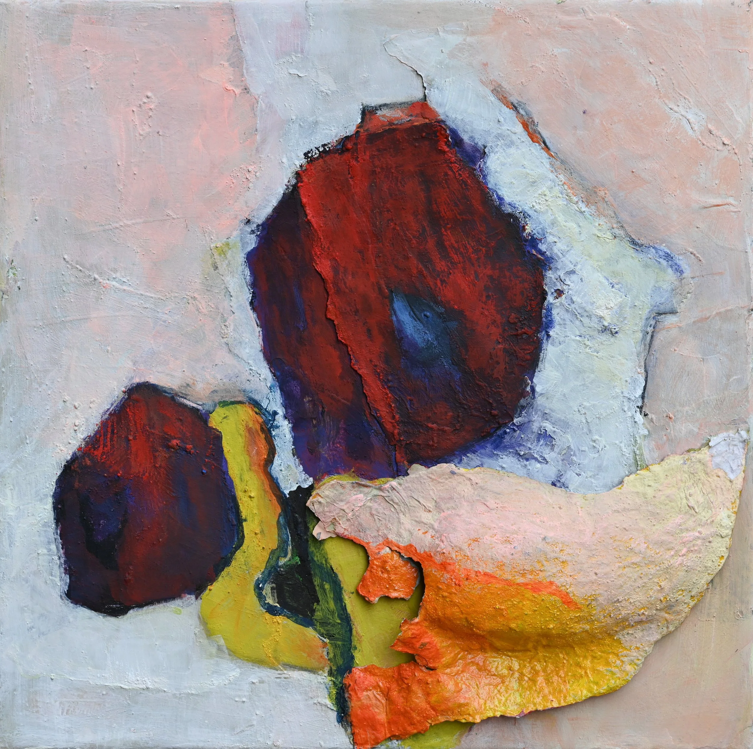 Friederike Thaler, Collage Acryl + Papier auf Leinwand, 40 x 40 cm (Nr.62)