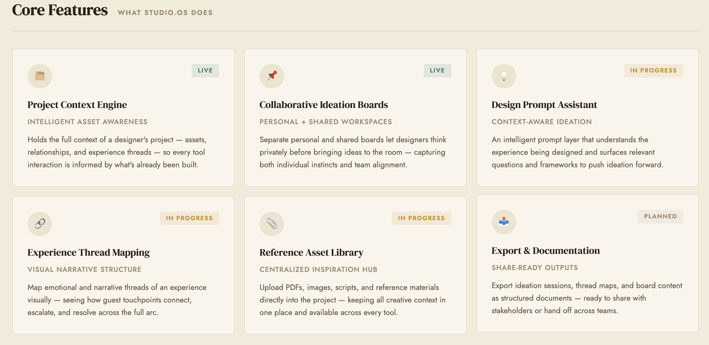 Studio.OS Feature Set