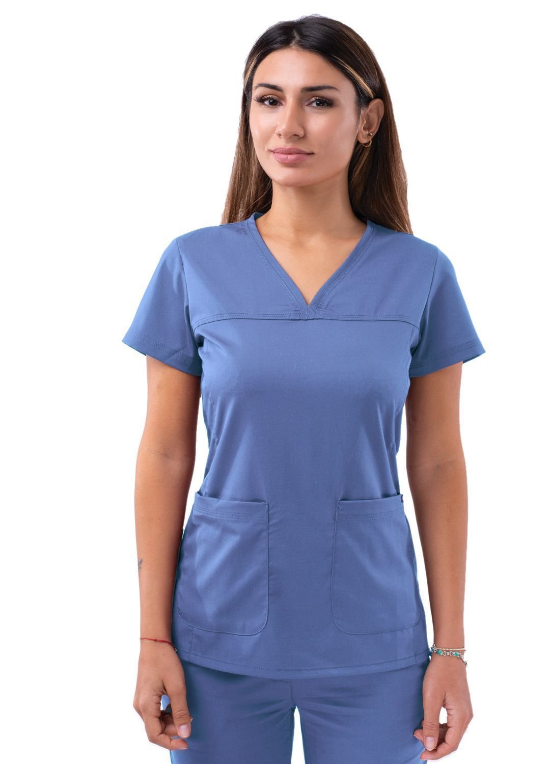 Women’s Sweetheart V-neck Scrub Top _CeilBlue1.jpeg