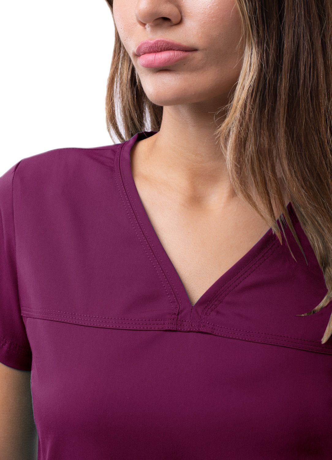 Women’s Sweetheart V-neck Scrub Top _Wine3.jpeg