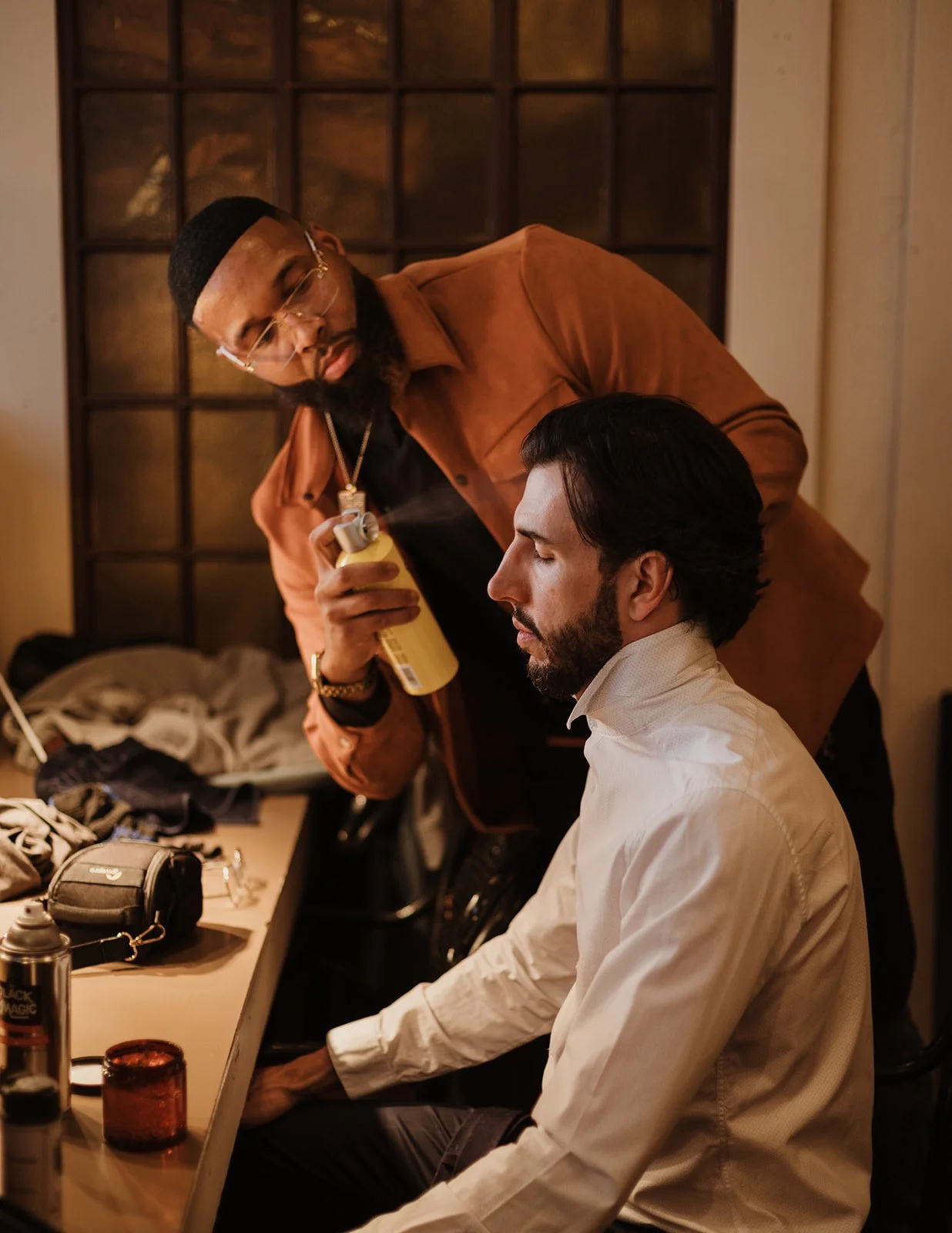 Professional barber providing on-location grooming for events
