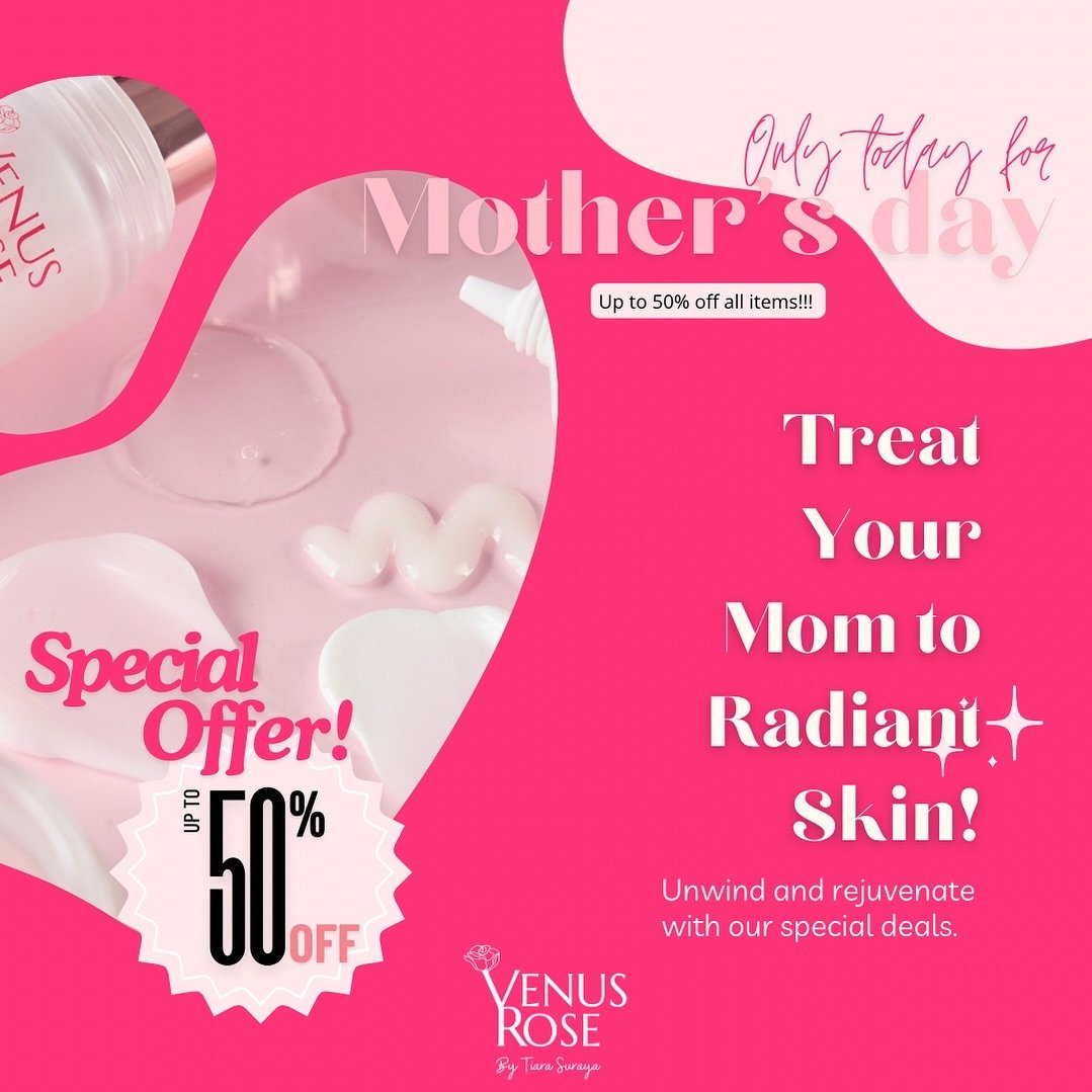 To celebrate our biggest inspiration, we have a special offer valid for today only! Up to 50% off on all items 💐💖
&bull;
&bull;
&bull;
&bull;
#venusrose #beautyineverypose #venusrosebeautyineverypose #motherdday2024 #happymothersday