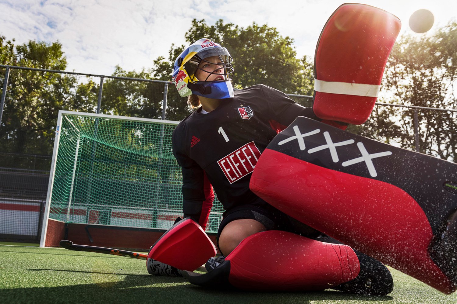 Field hockey player Anne Veenendaal in action.