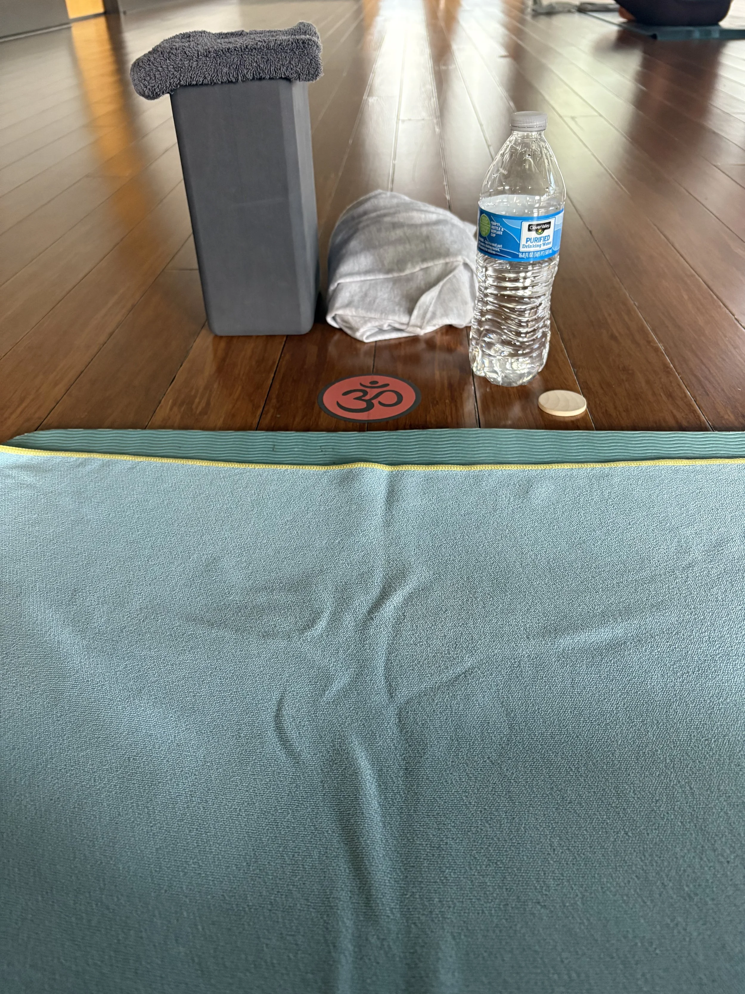 Yoga mat set up for a home workout during winter