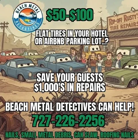 nail clean up, roofing nails, small metal debris, parking lot, flat tires