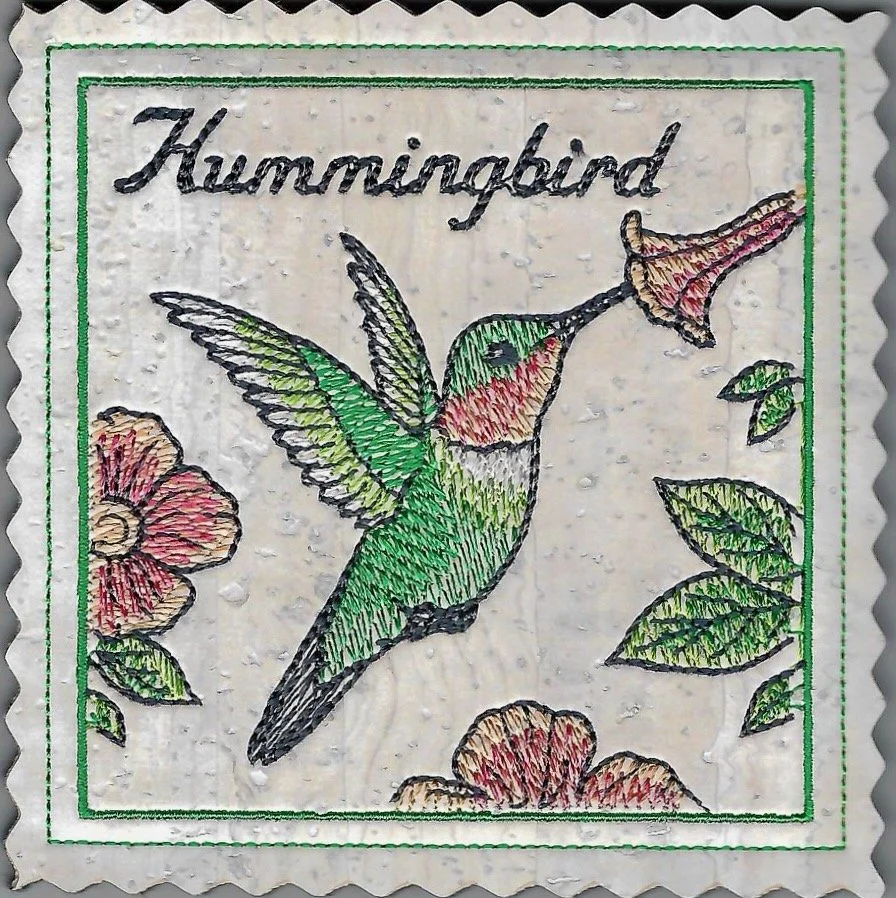 Colorful Hummingbird Embroidered Cork Coasters
