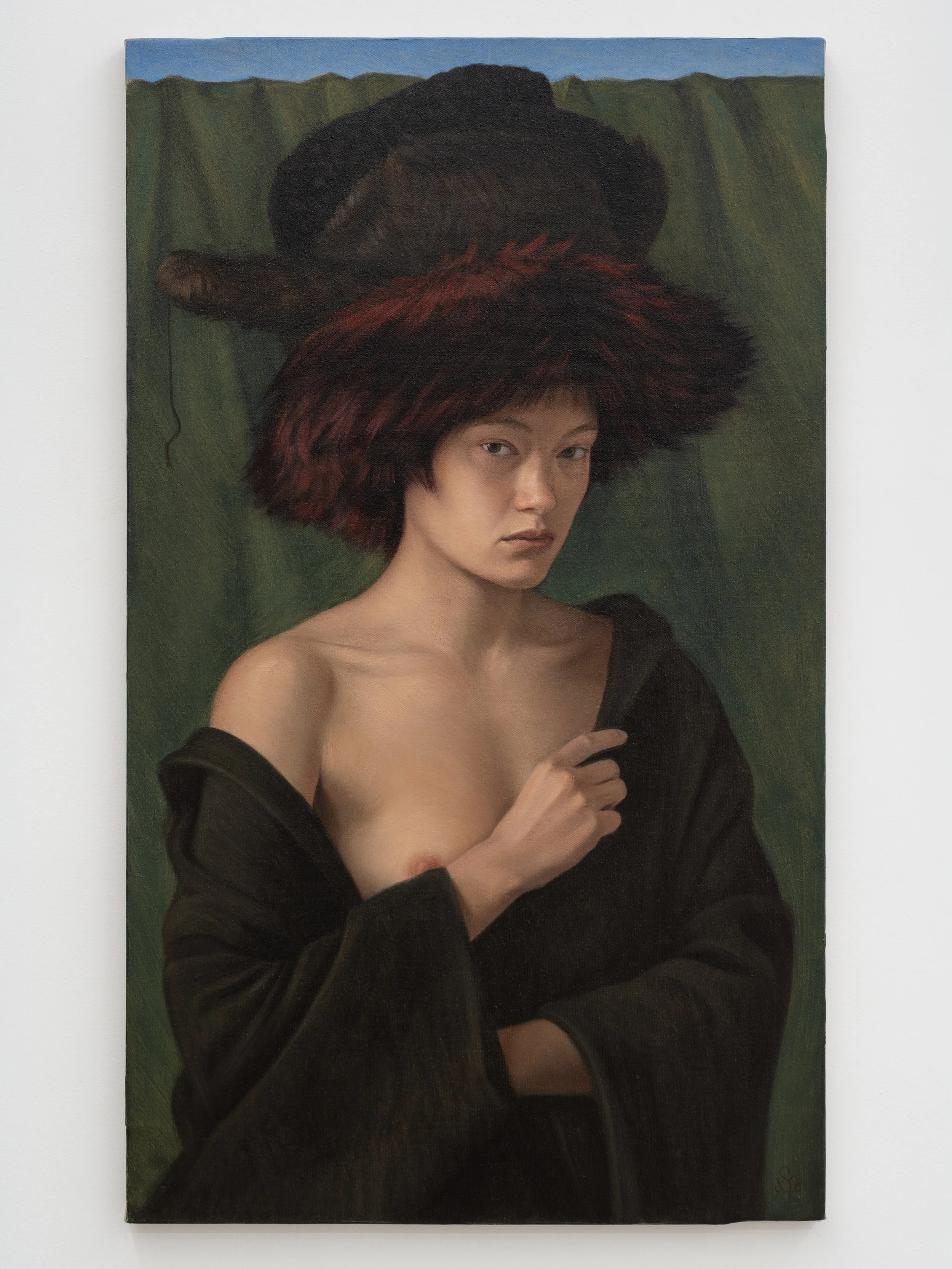 The Unknown Girl in Hats, 2026. Oil on canvas — 85 x 50 cm