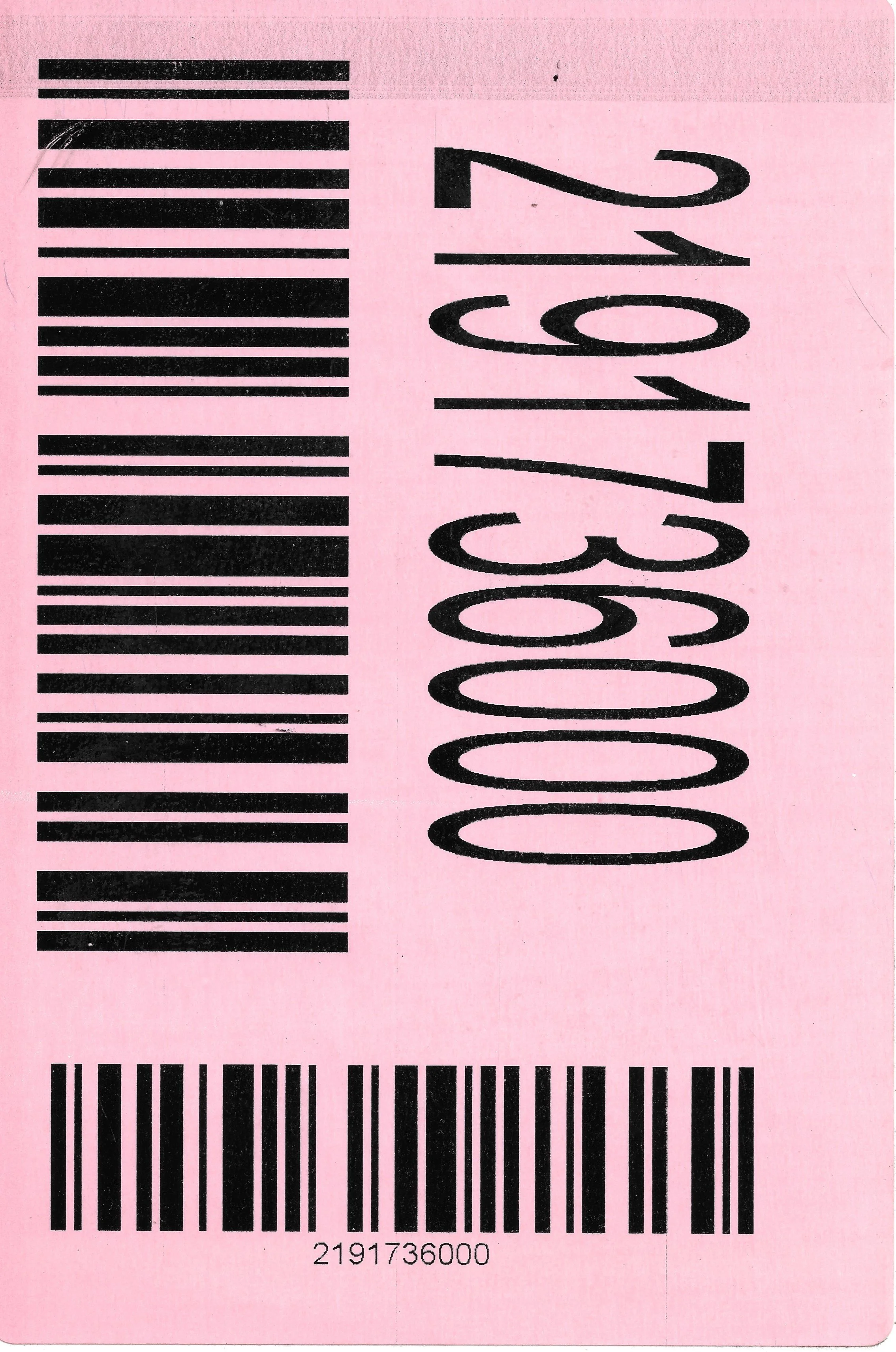 Pink barcodes label with 2 barcodes