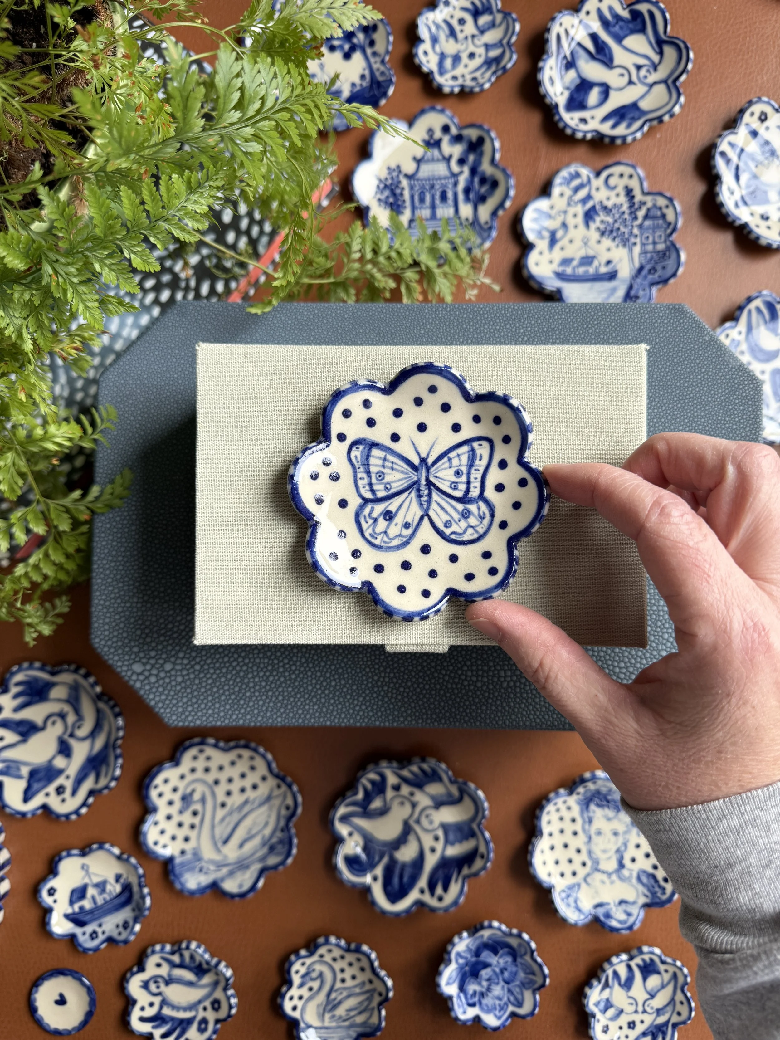 Coming Soon: Blue Butterfly Brush Rest or Ring Dish