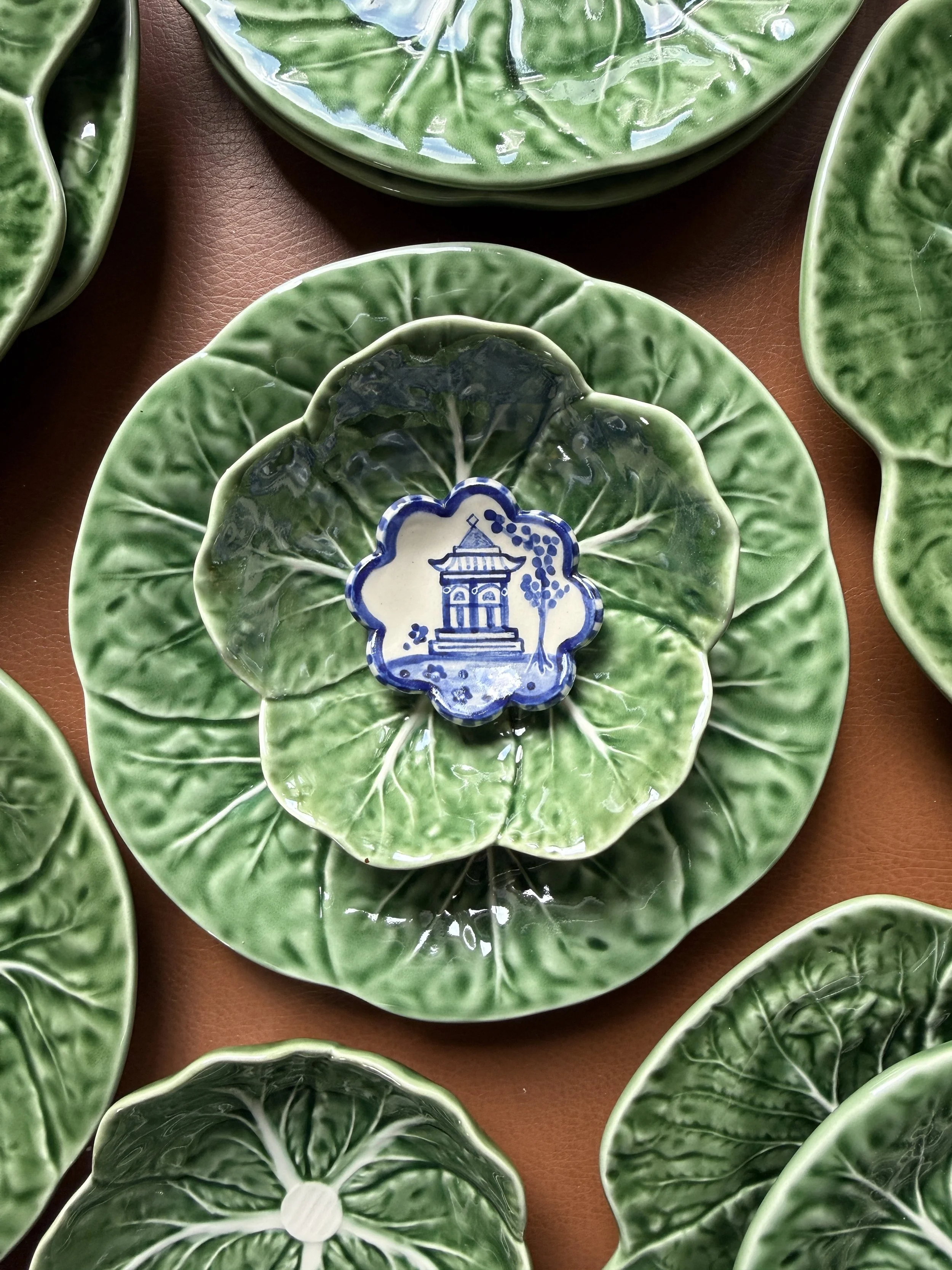 Blue Willow Brush Rest or Ring Dish