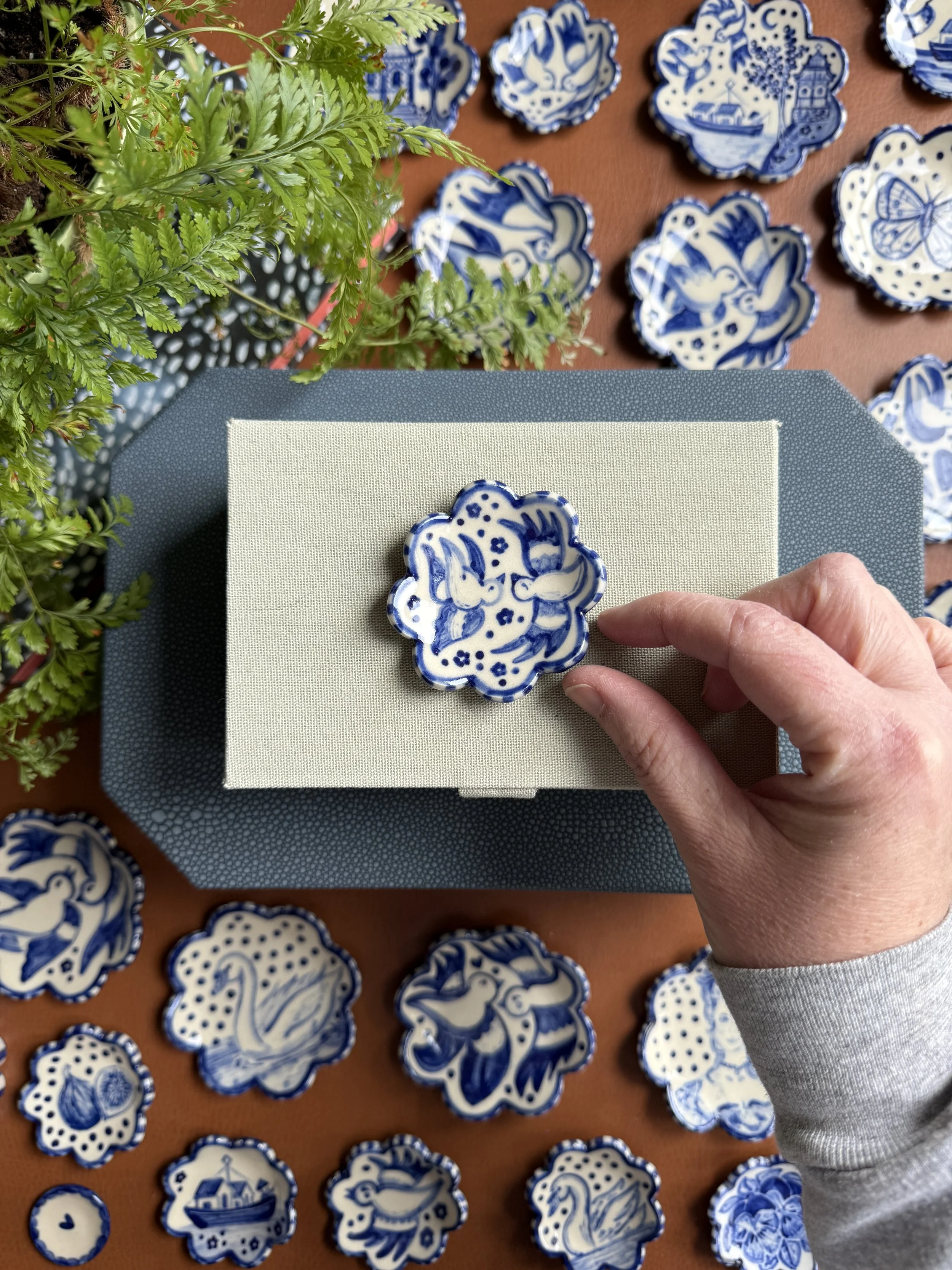 Coming Soon: Blue Willow Brush Rest or Ring Dish