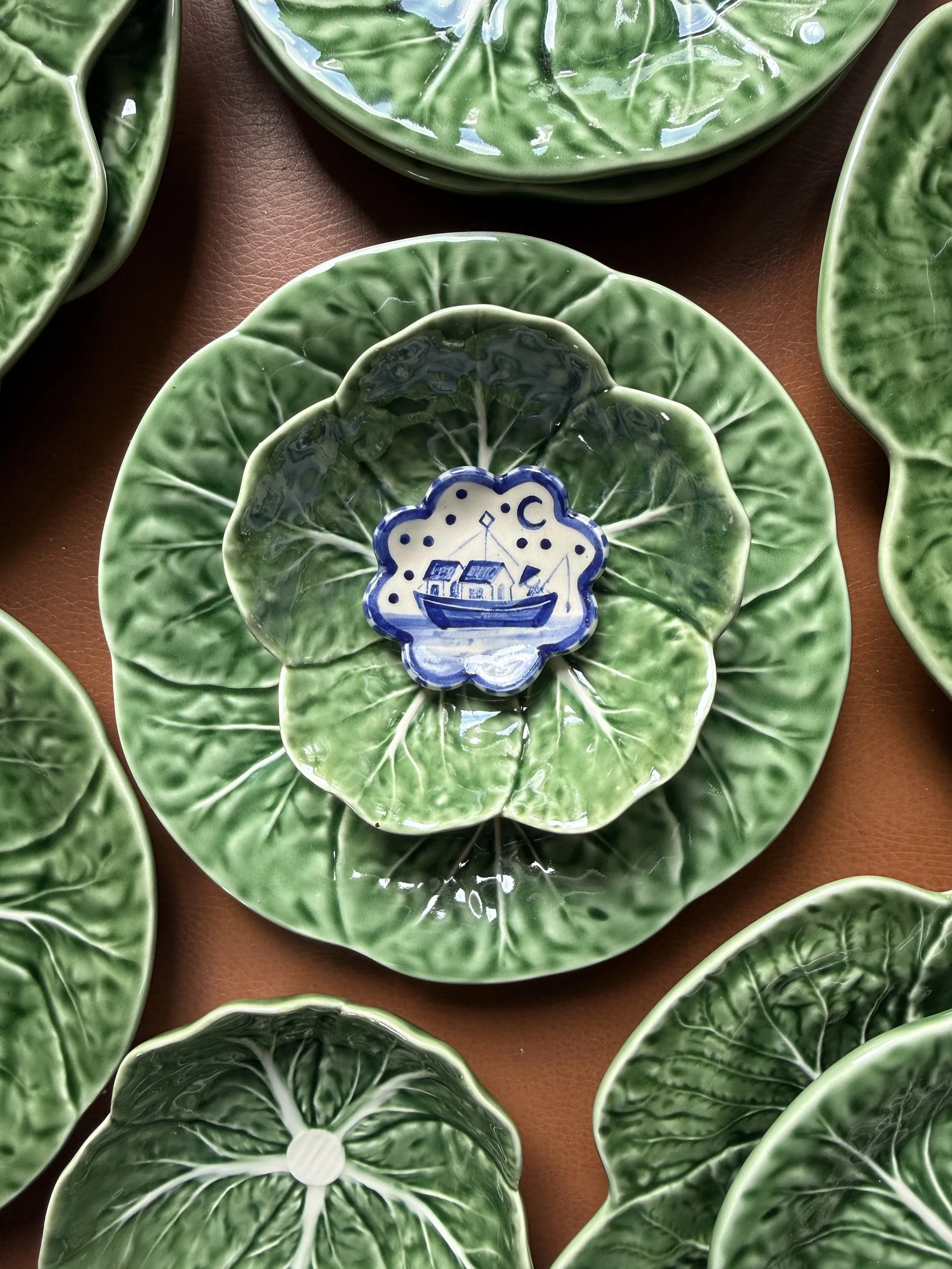 Blue Willow Brush Rest or Ring Dish