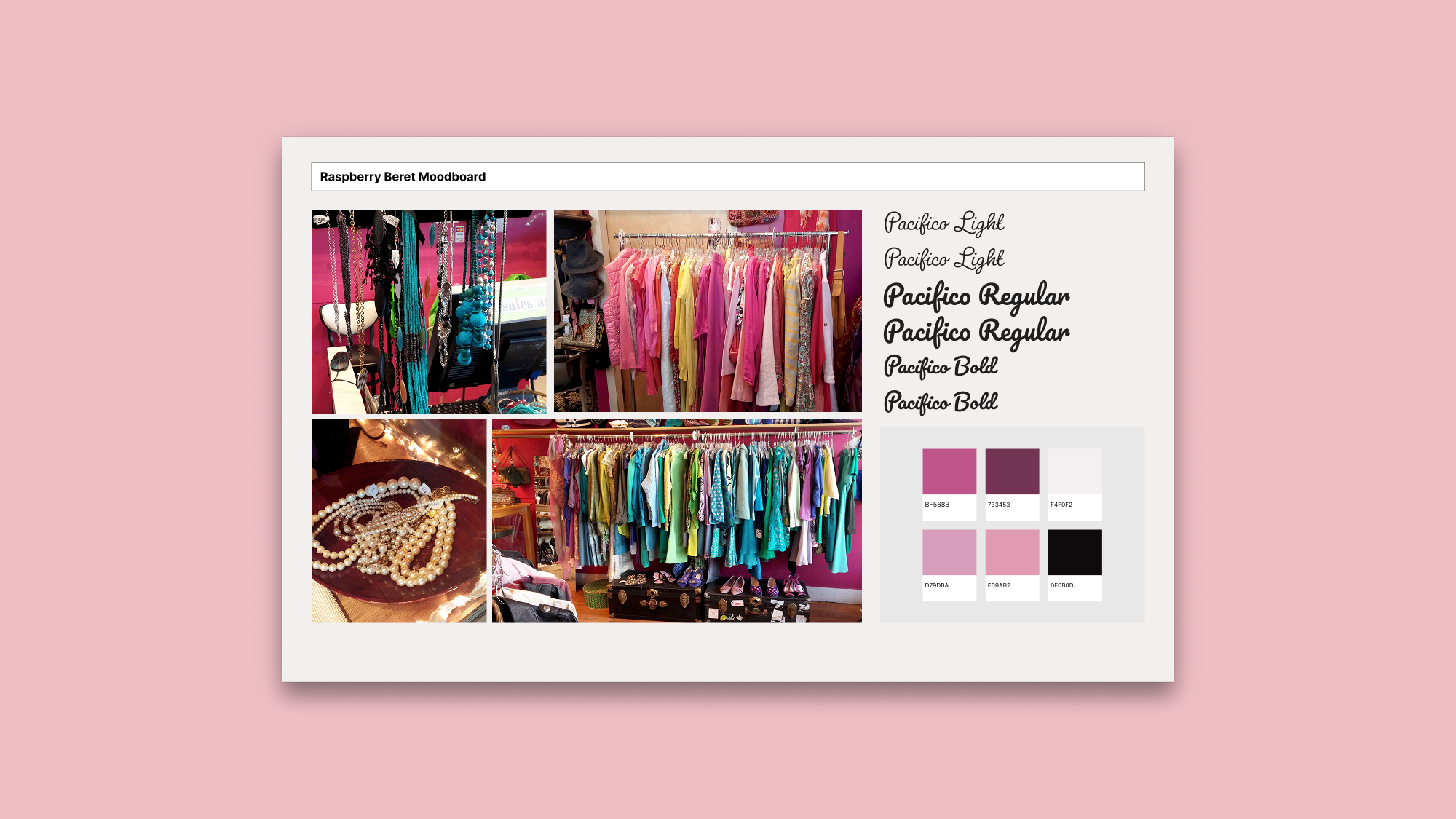 Mood board for raspberry beret
