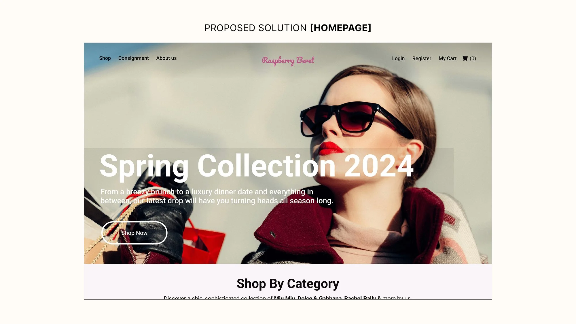 Proposed Solution homepage: with a clean headline and minimal text for better readability