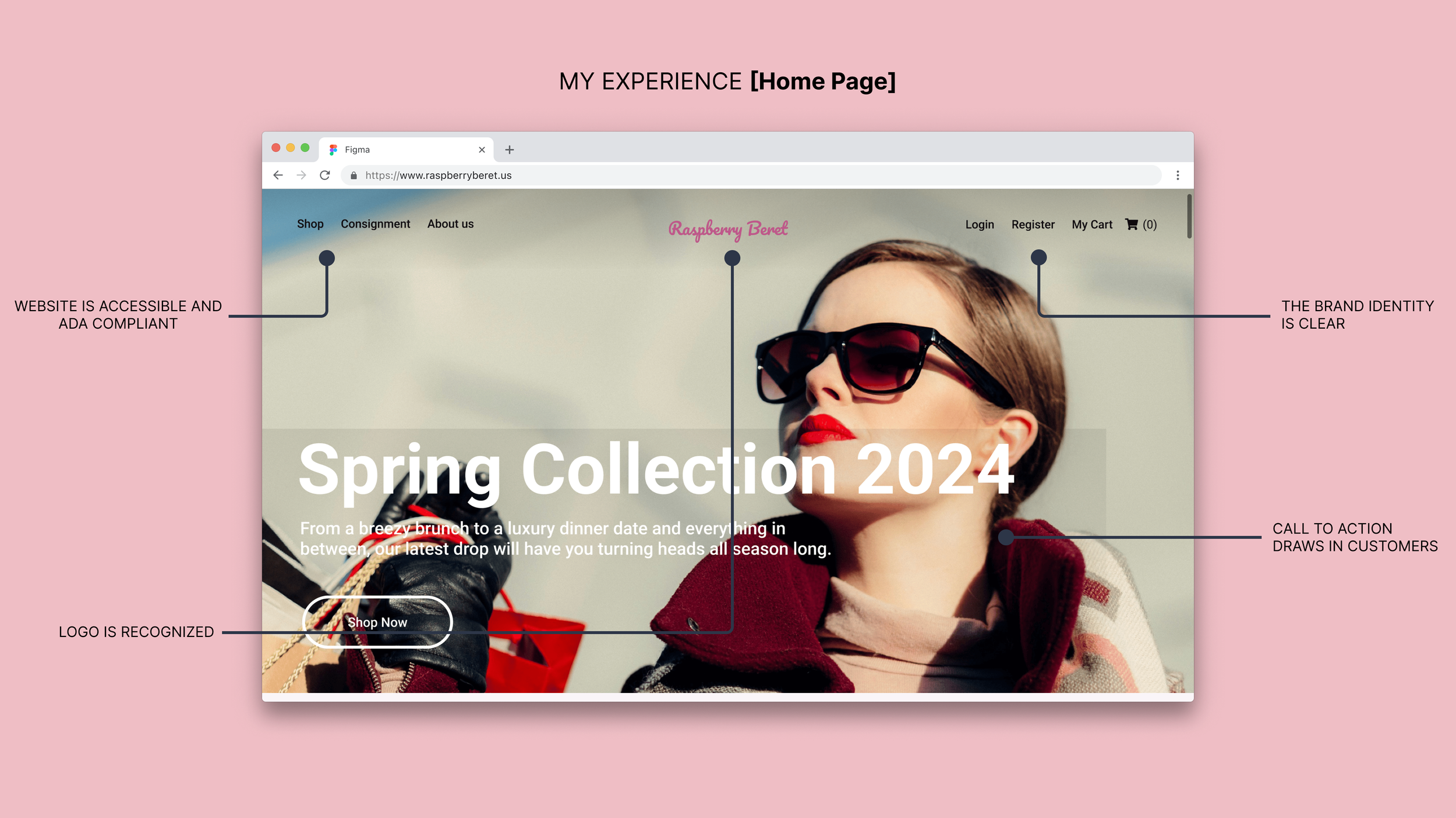 Screenshot of new raspberry beret home page