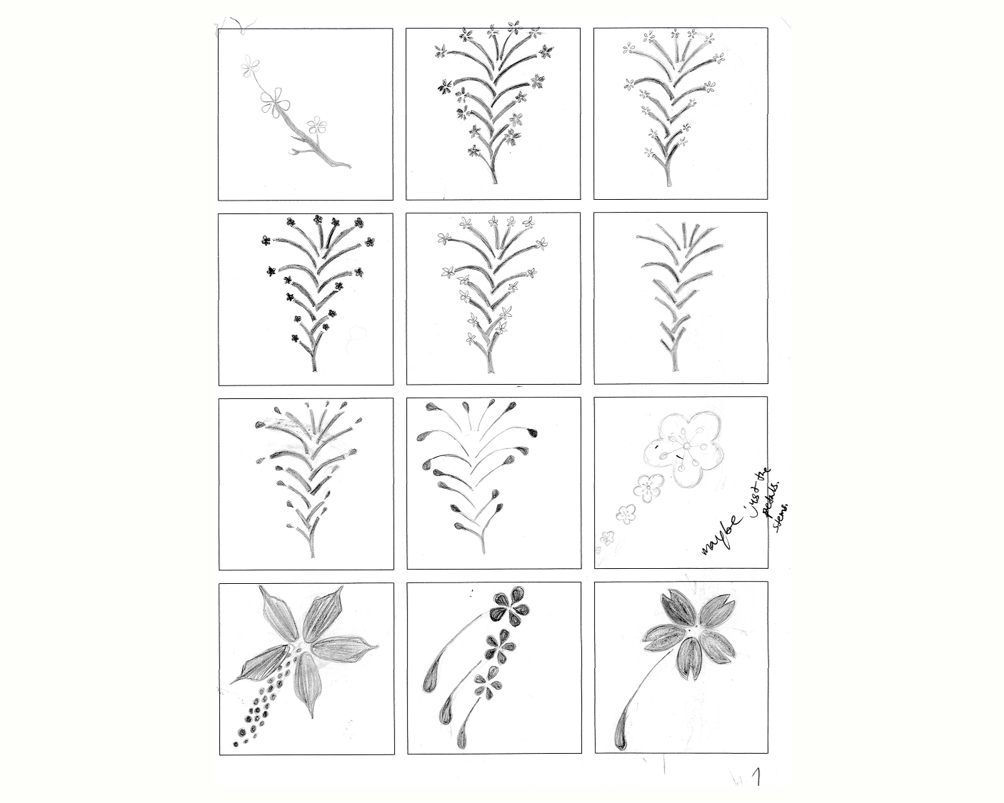 Rough sketch of Cherry Blossoms and fireworks
