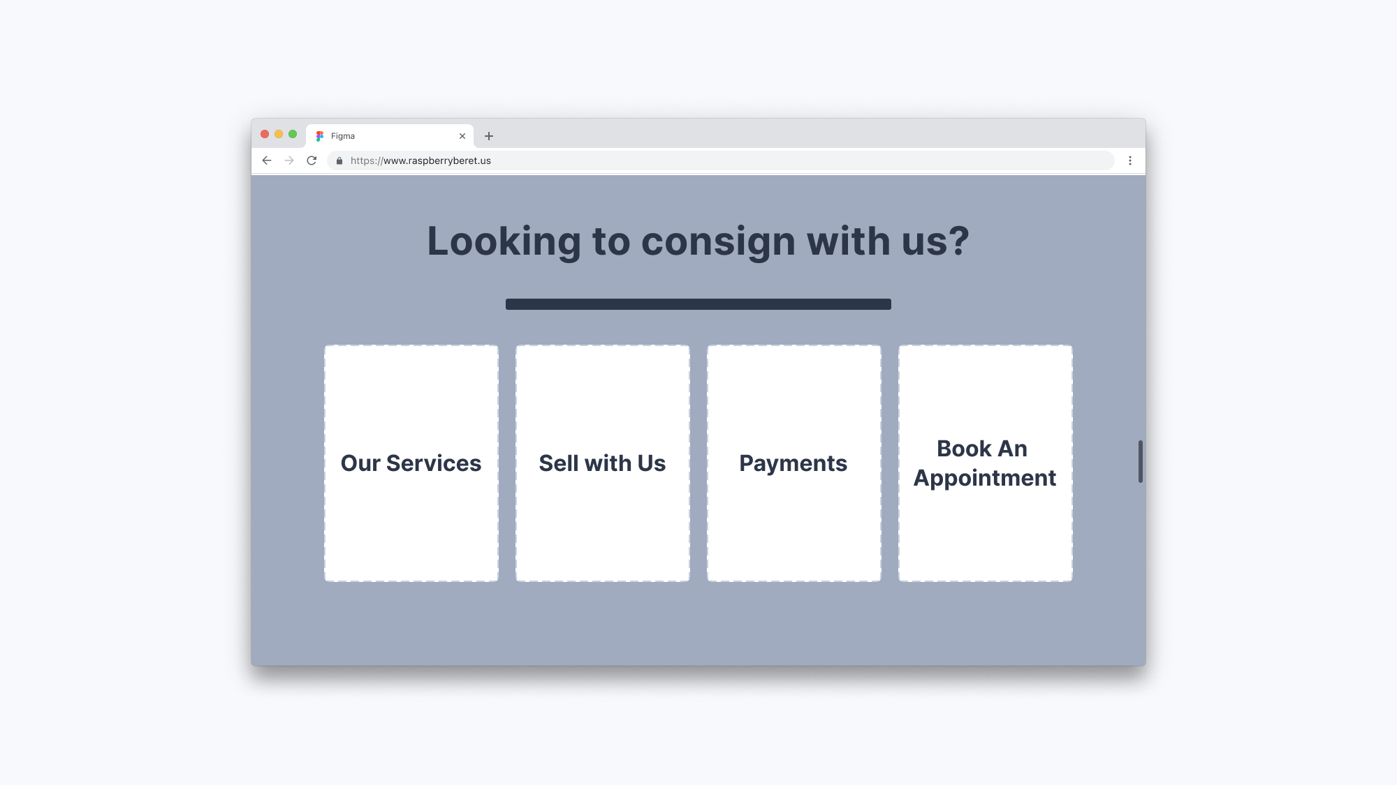 Wireframe of the consignment page
