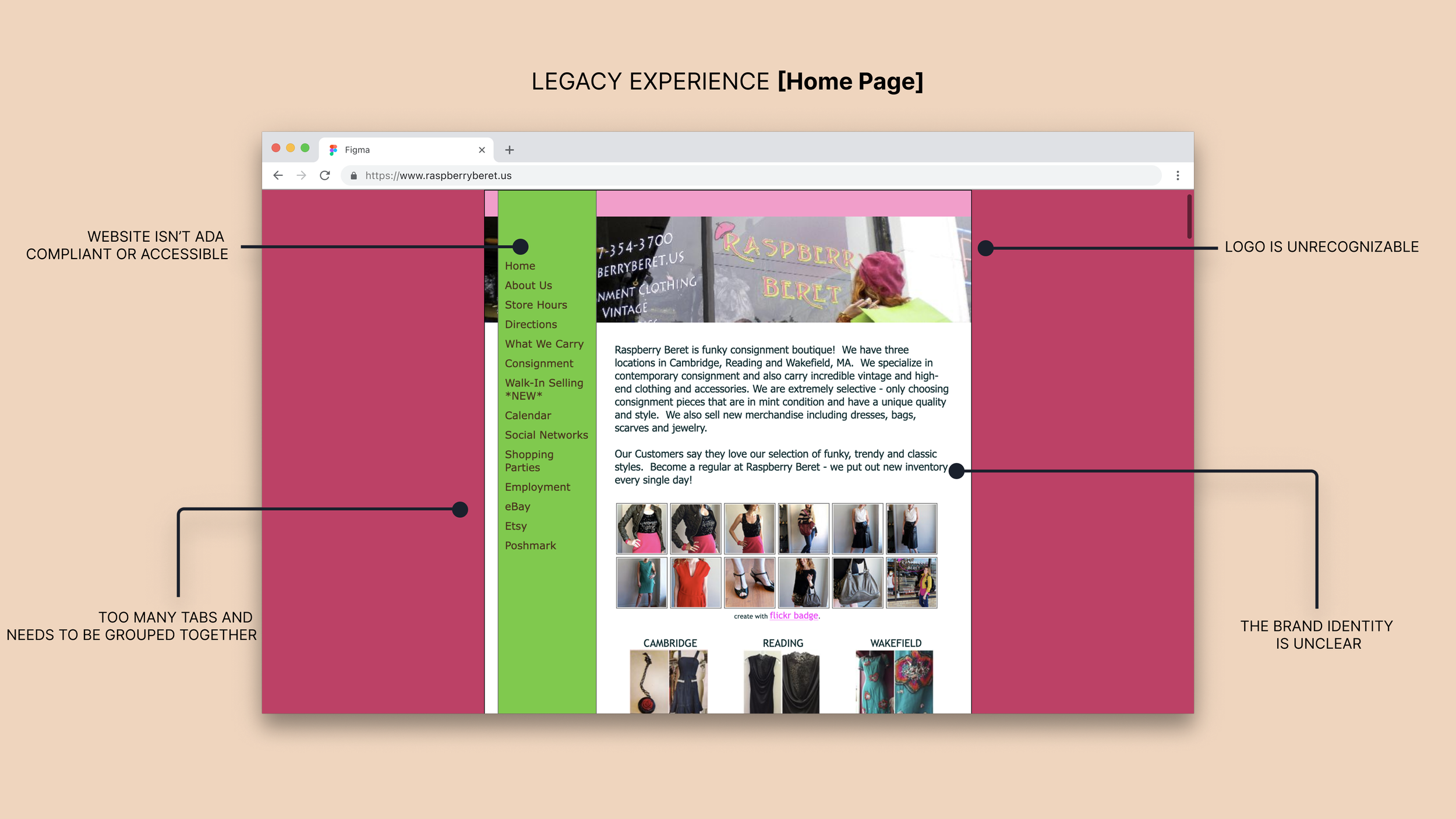 Screenshot of old raspberry beret home page