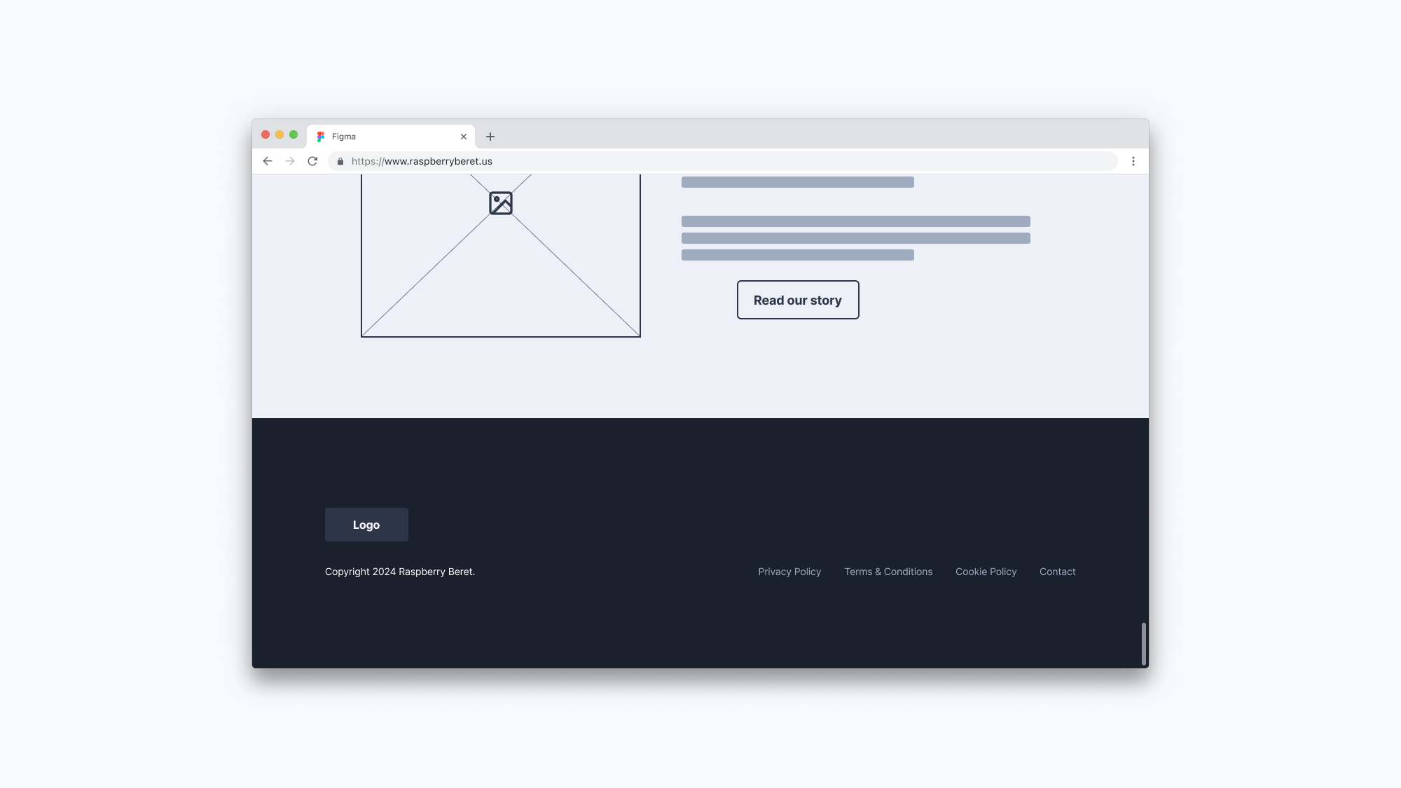 Wireframe for the home page footer