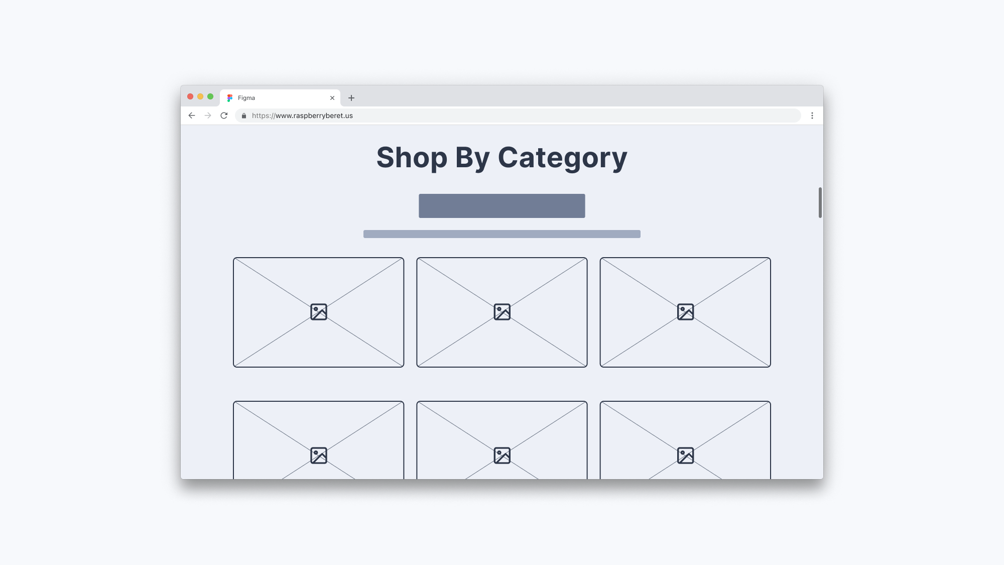Wireframe of the shopping page