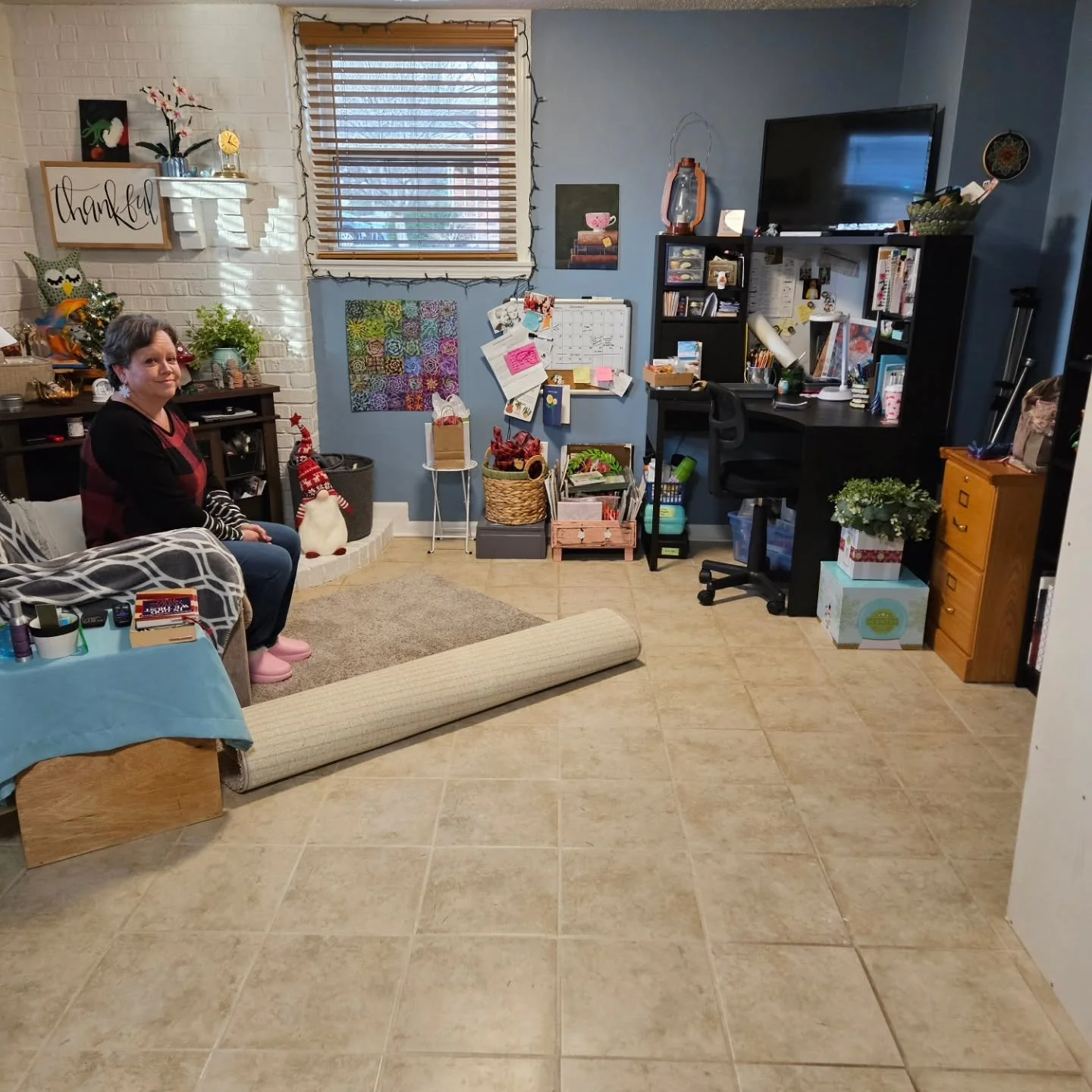 A few sheets of plywood, along with a little time and effort are transforming this space. We'll add paint and trim, and these shelves should blend in with the rest of the walls, taking a multi-use room into 2 distinct spaces. Some much needed storage