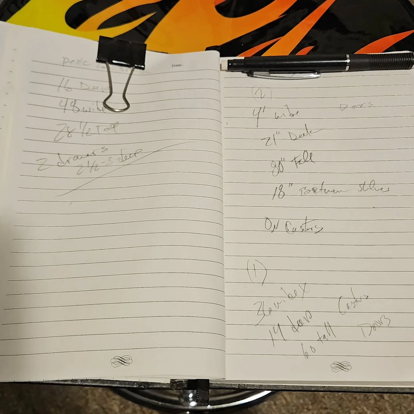 So many projects start out just like this. Pencil and paper and a few rough notes. Those will get sketched out into a more refined set of "plans" to base the work off of. That all leads to the final product.

You have to have a system, one 