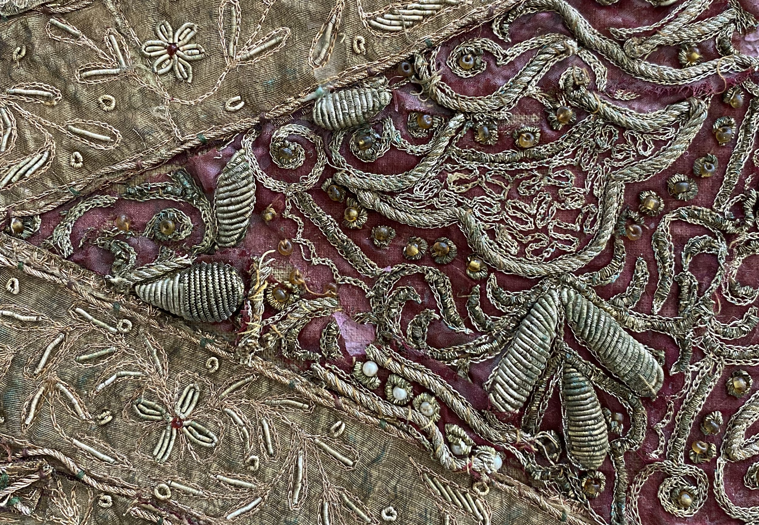Embroidery restored with new metal threads
