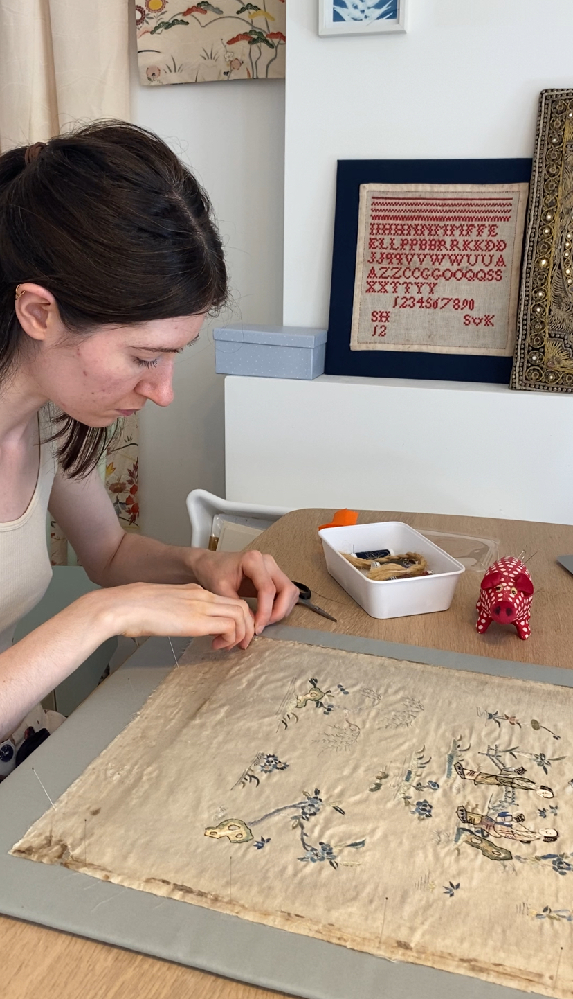 Sewing the textile to the mount