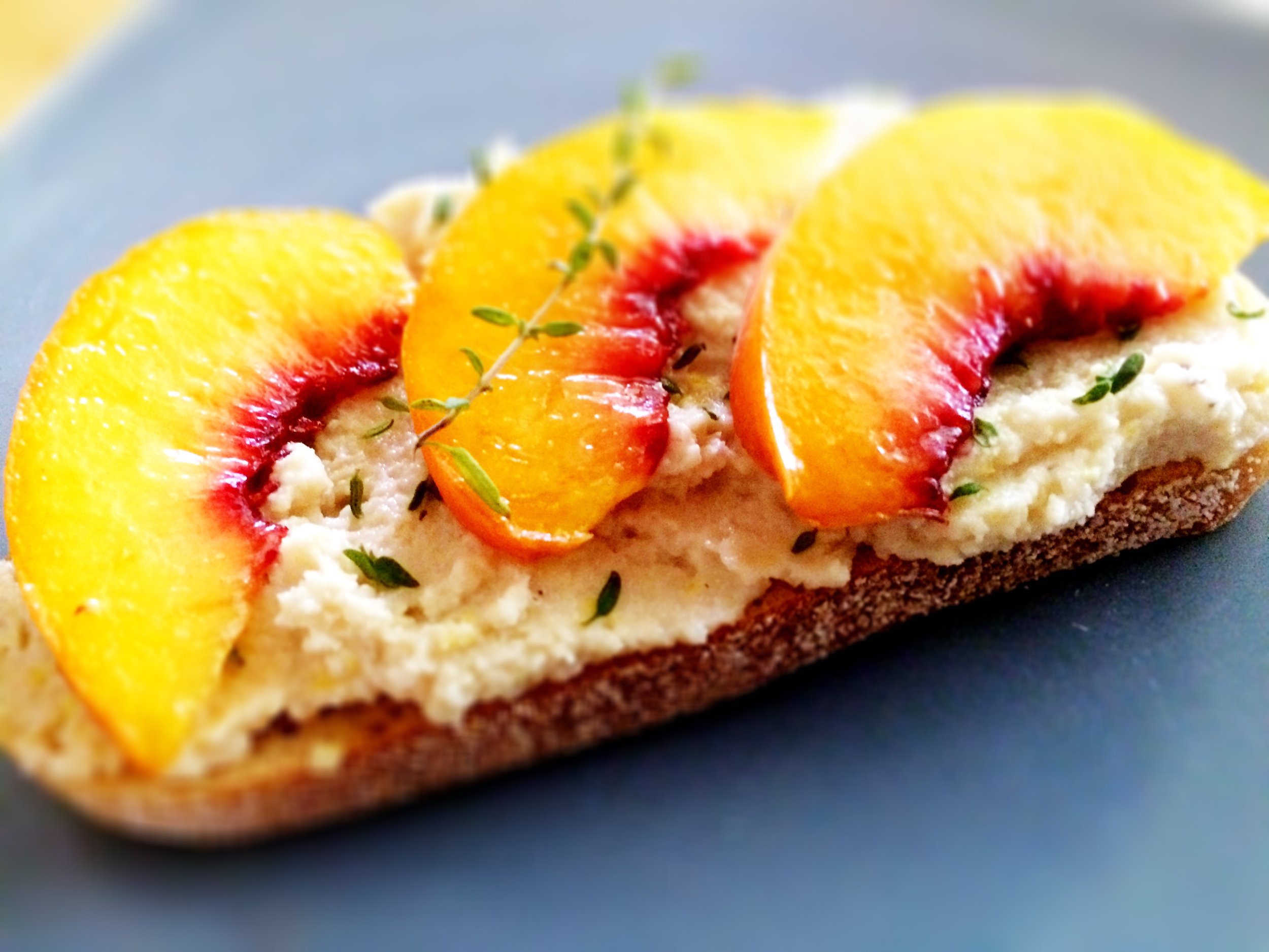 peaches thyme and vegan ricotta on toast.jpg