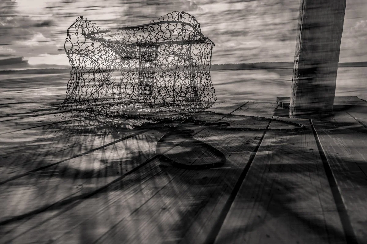 Crab pot—in-camera double exposure with intentional camera movement