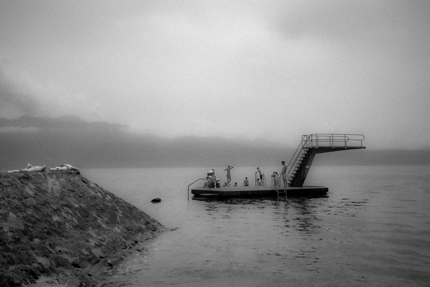 Plage de Curtinaux at Lutry with diving board, Lausanne, 2025