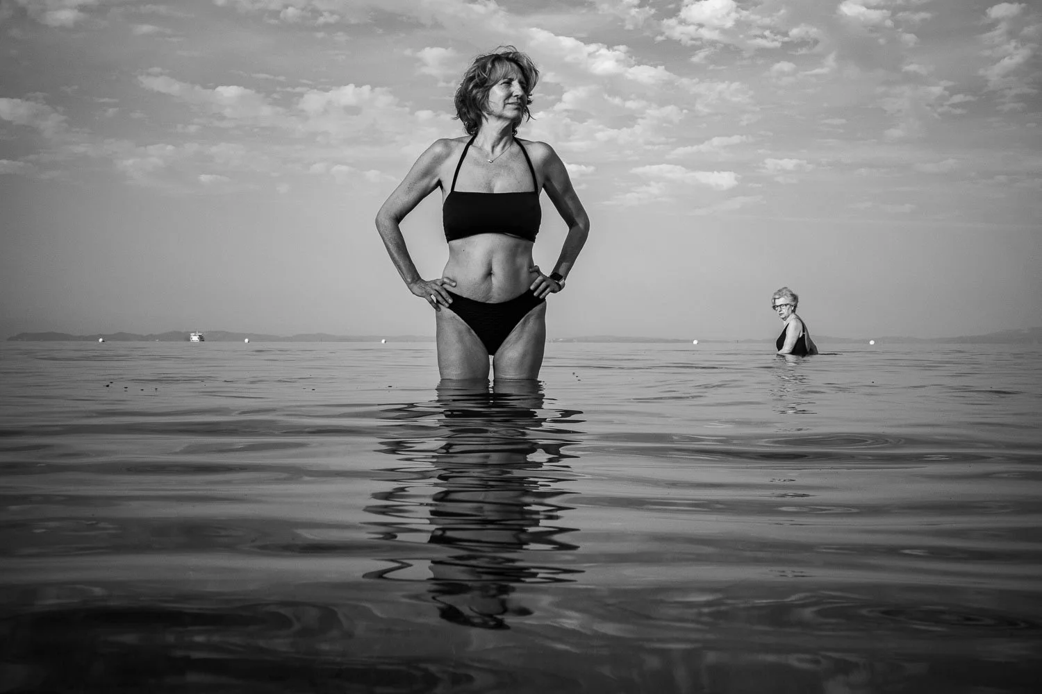 Sister and mother at Drepano beach, Igoumenitsa, 2024