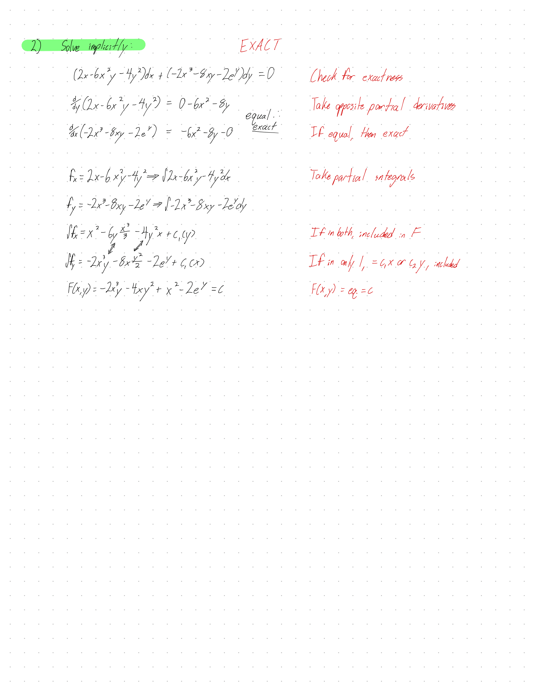 Exact Differential Equations — OnePicStudy