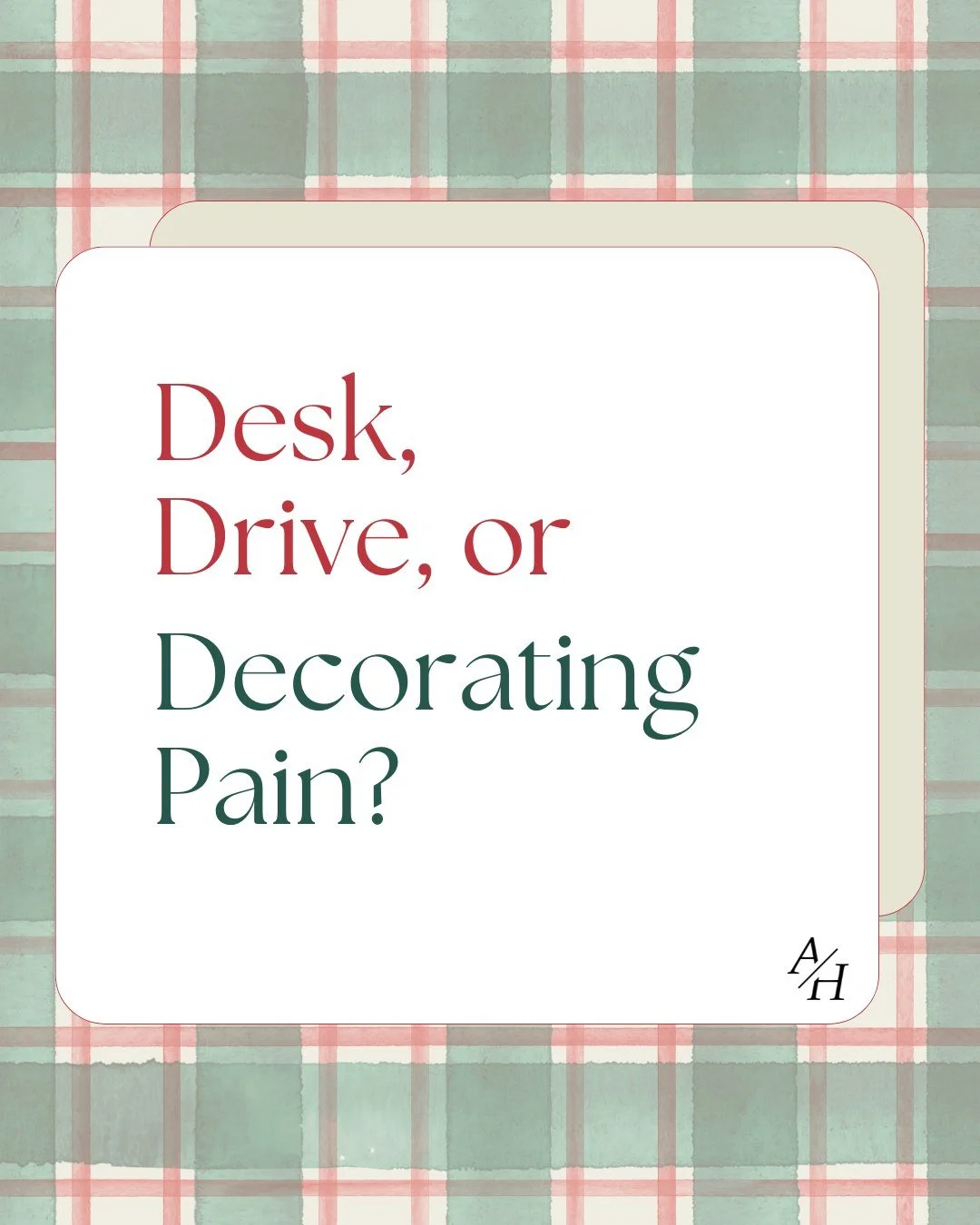 Holiday posture check! 🎄 Lifting, driving, and decorating can sneak stress into your spine.

🏃&zwj;♀️&zwj;➡️ Holiday hustle can sneak tension into your neck and back, so here are 3 simple stretches and posture tips to help keep headaches and discom