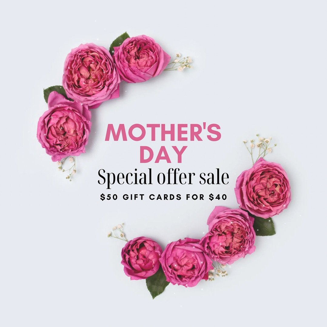 Mothers day promotion in store $50 gift cards for $40 @suzettesbeautysalon 💗💗💗