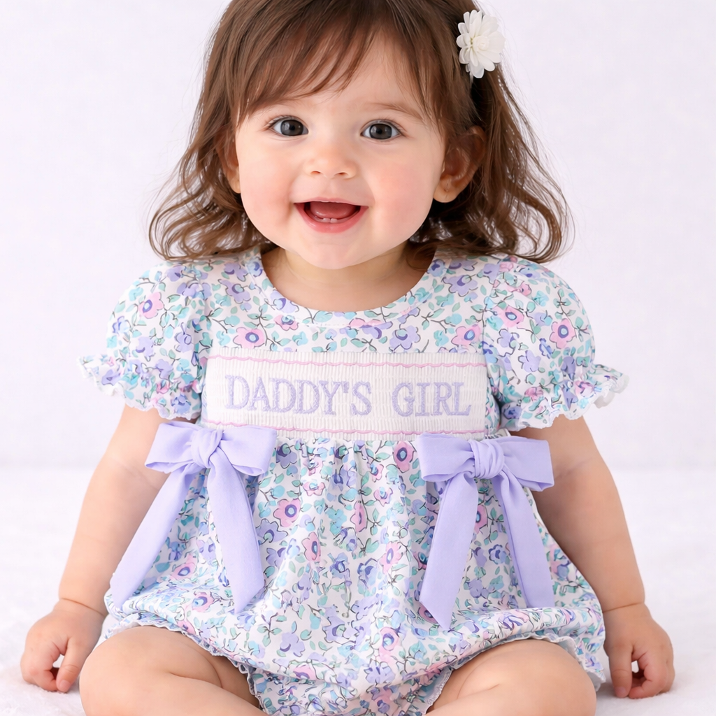 DADDY'S GIRL Smocked Floral Romper