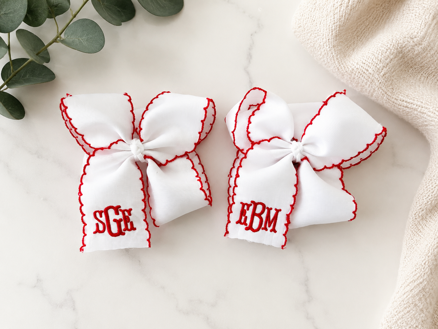 Custom Embroidered Moon Stitch S/M/L  Bows