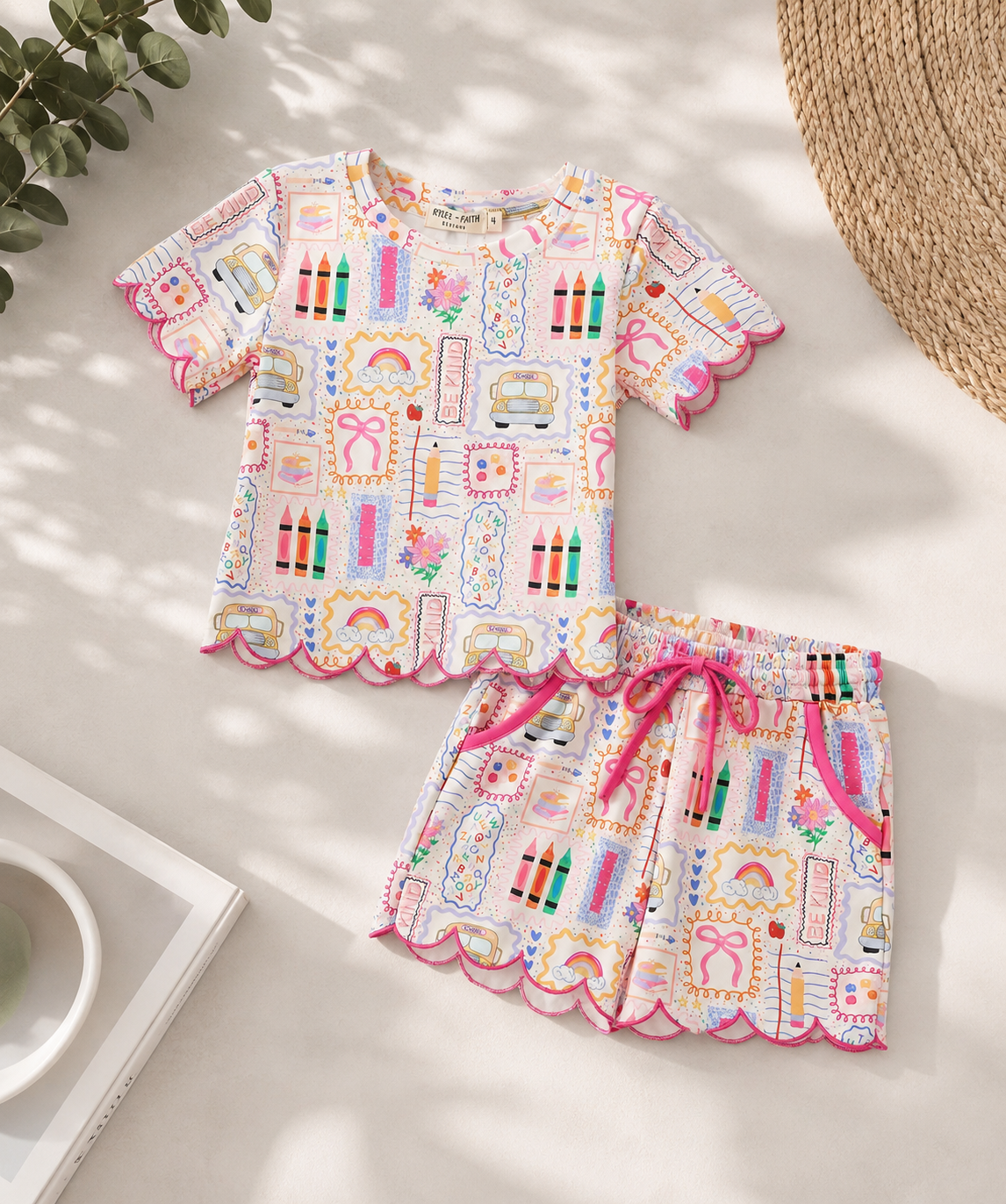 (PREORDER) Back To School Print Girl Short Set