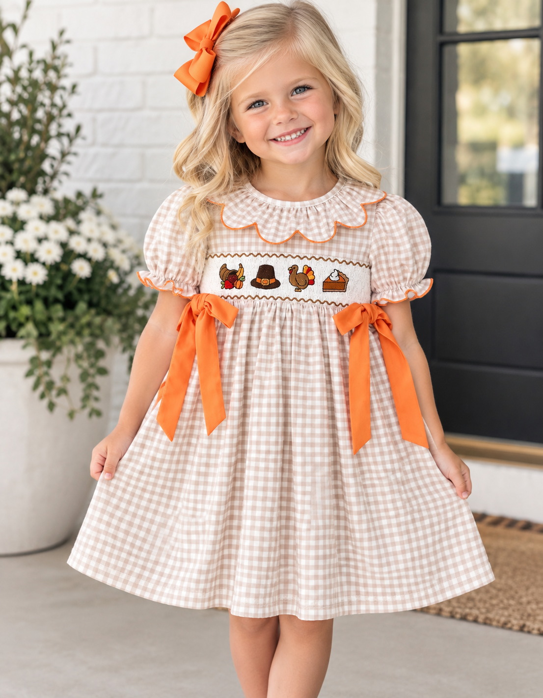 Thanksgiving Smocked Girls Dress