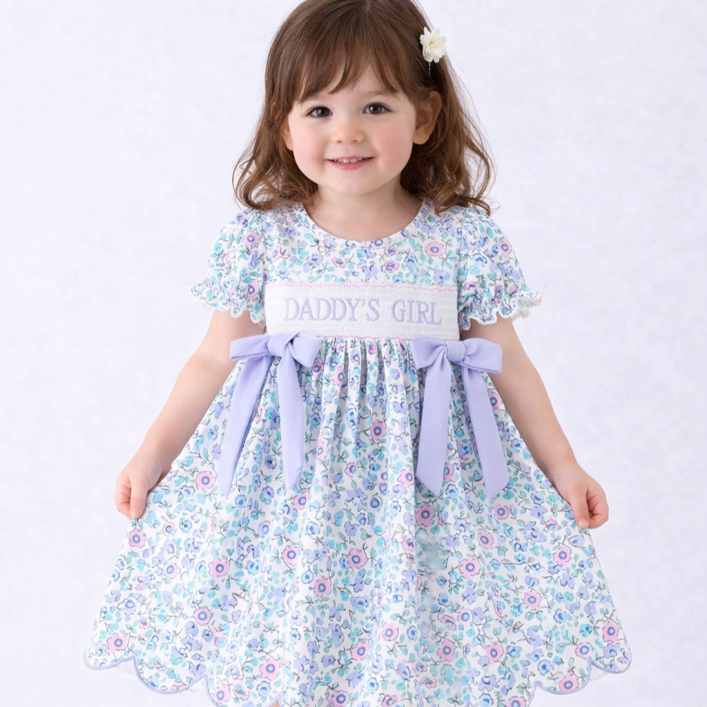 DADDY'S GIRL Smocked Floral Dress