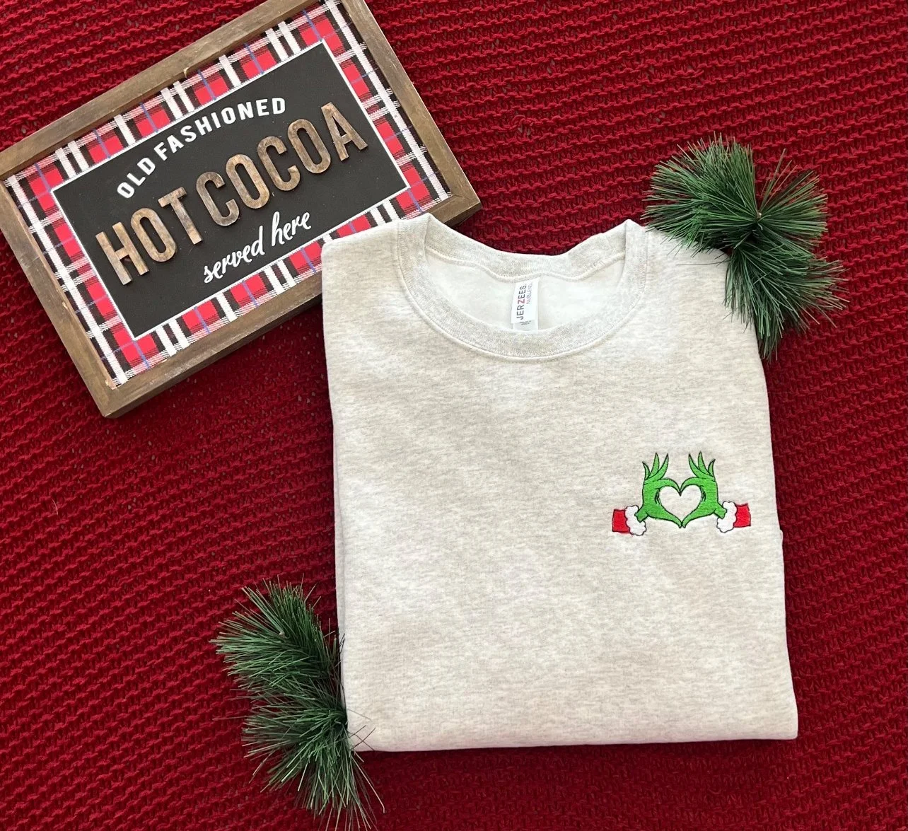 Embroidered Grinch Hands Sweatshirt or Tshirt — LMB Embroidery Boutique