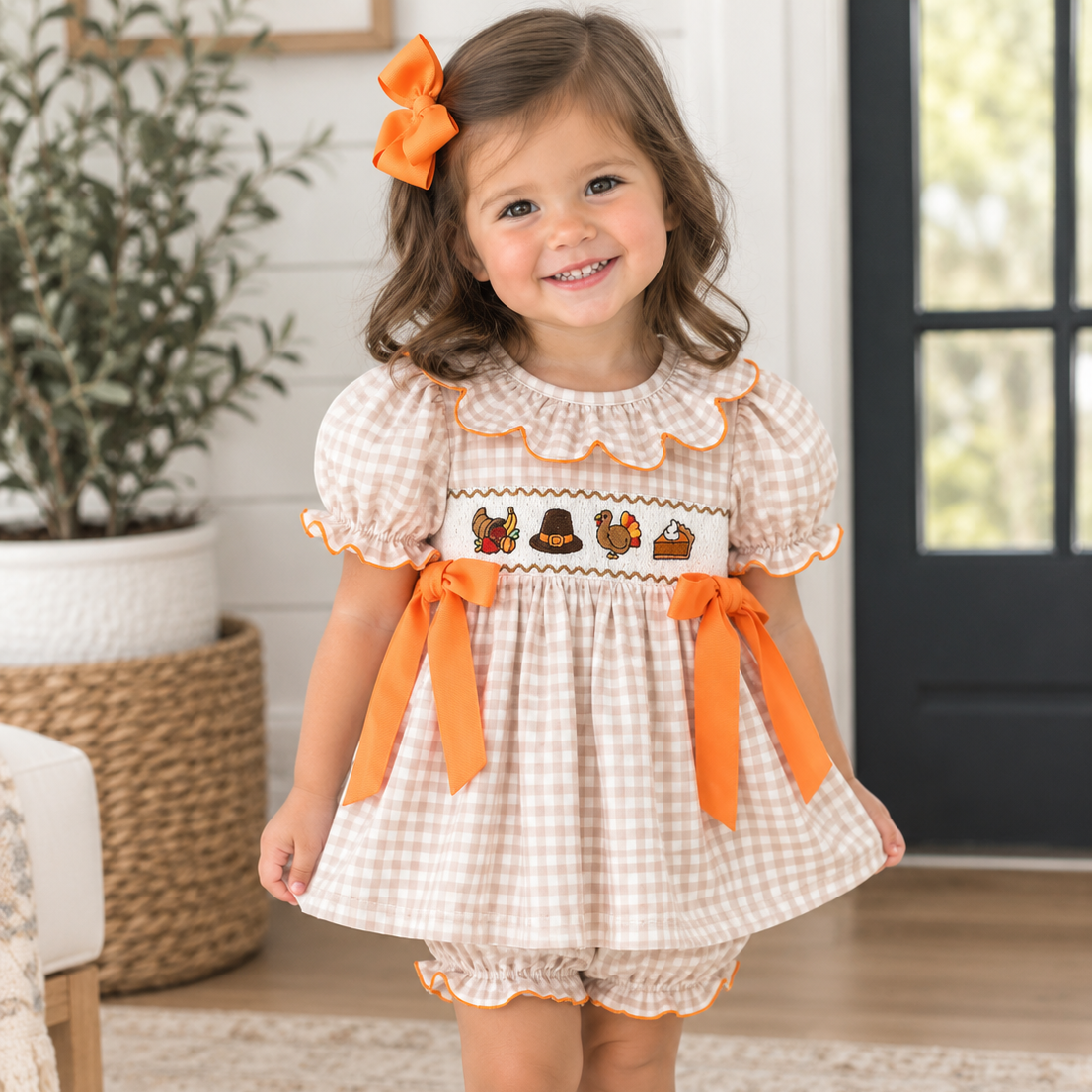 Thanksgiving Smocked Bloomer Set