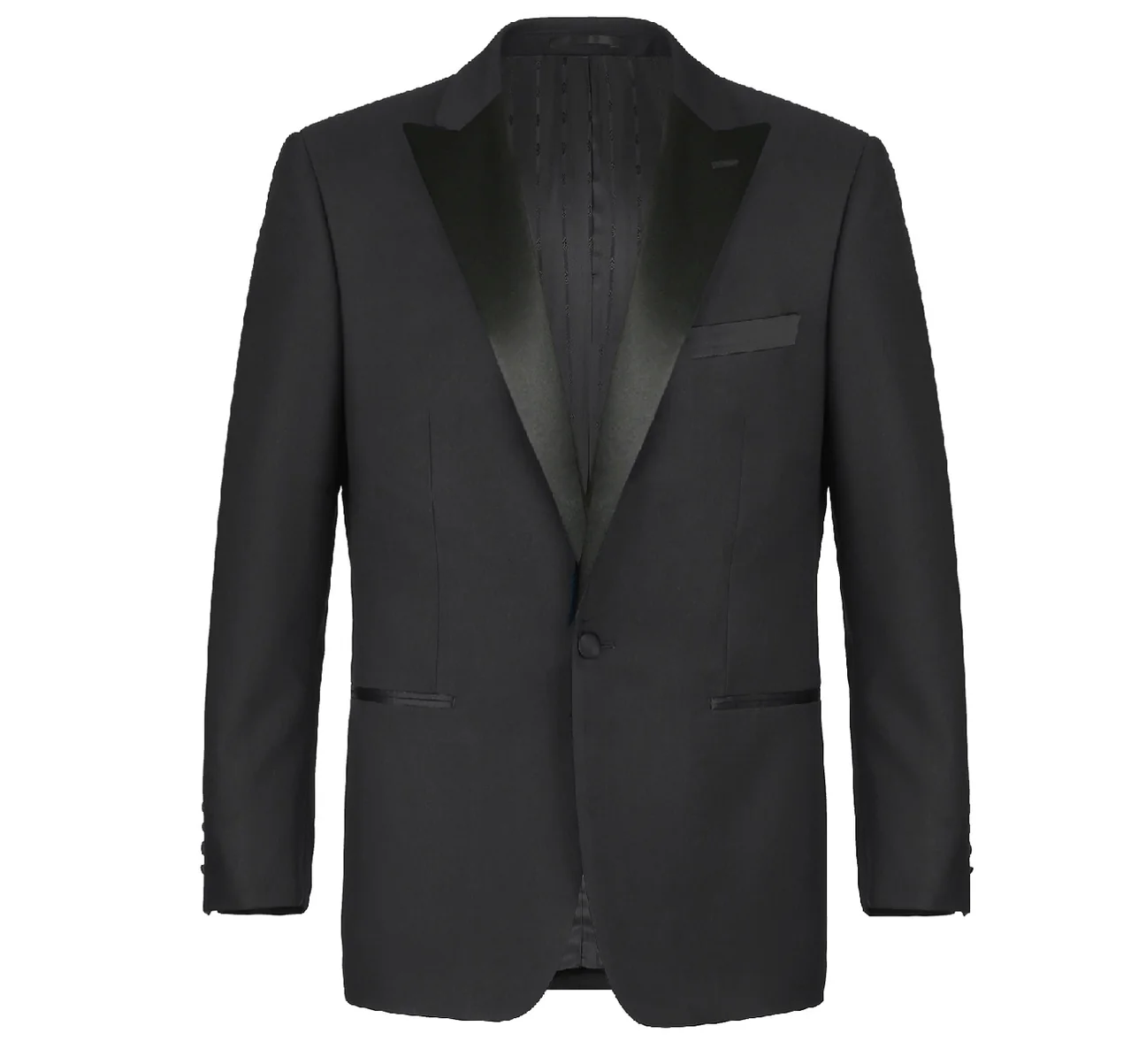 Black Peak Lapel 2-Piece Poly Blend Tuxedo — Thread the Needle