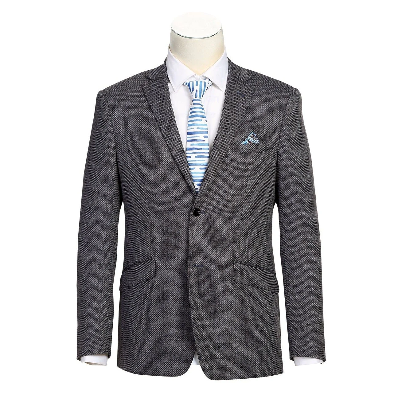 Powder Brown Textured Wool Blend Blazer