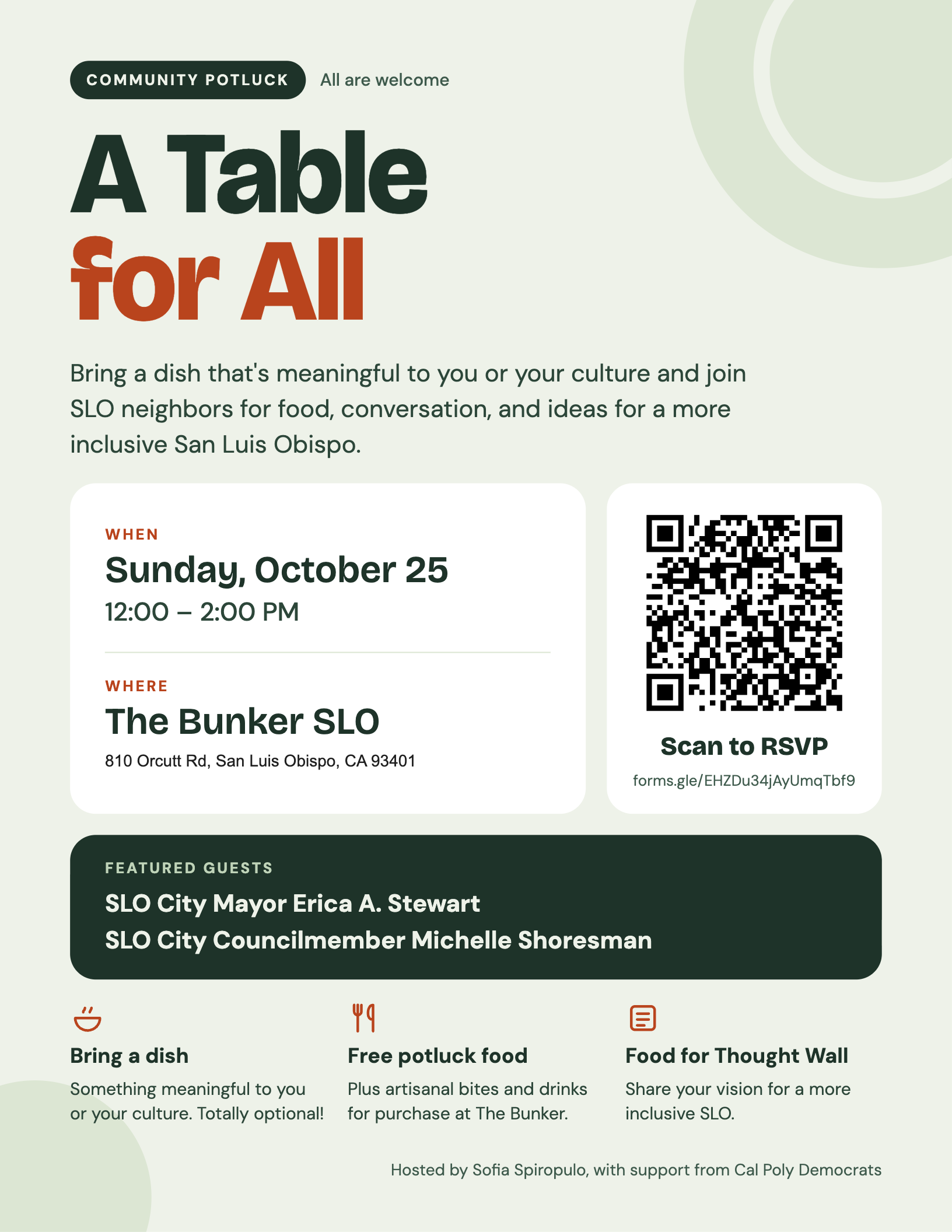 A TABLE FOR ALL-SLO BUNKER