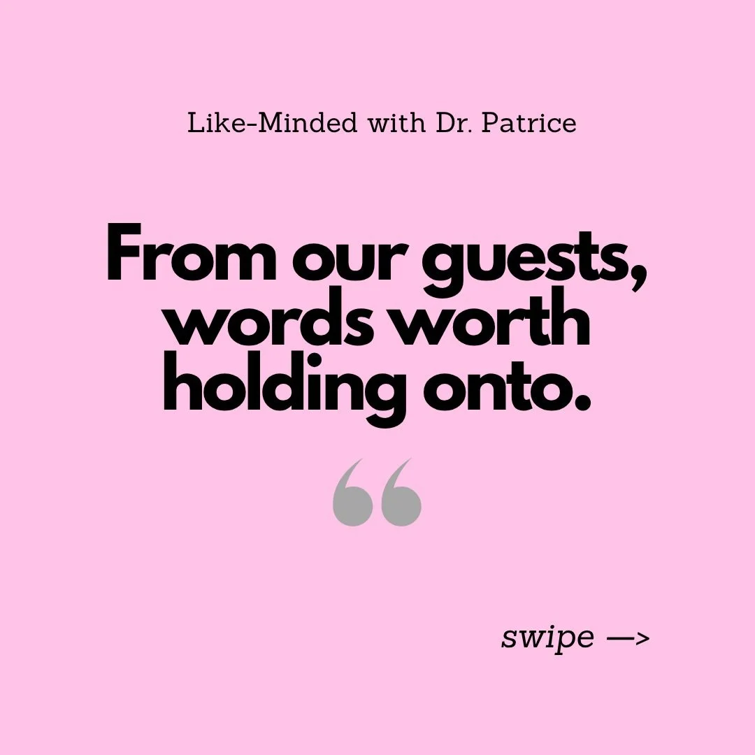 These are a few gems from my conversations with @theoburnes @micholemcbroom_ @iamschuron and Dr. Ben Danielson that stayed with me.

Swipe through and see which one speaks to you. 👉

You can watch or listen to the full episodes of &ldquo;Like-Minded