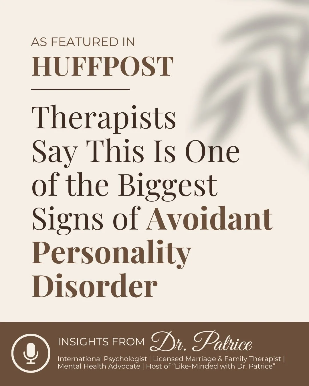 Honored to contribute to this @huffpost feature by @nandinimaharaj_ alongside @drkocherpsychiatrist and @drlienna , discussing Avoidant Personality Disorder (AVPD) and the impact that fear of rejection can have on relationships, self-esteem and conne