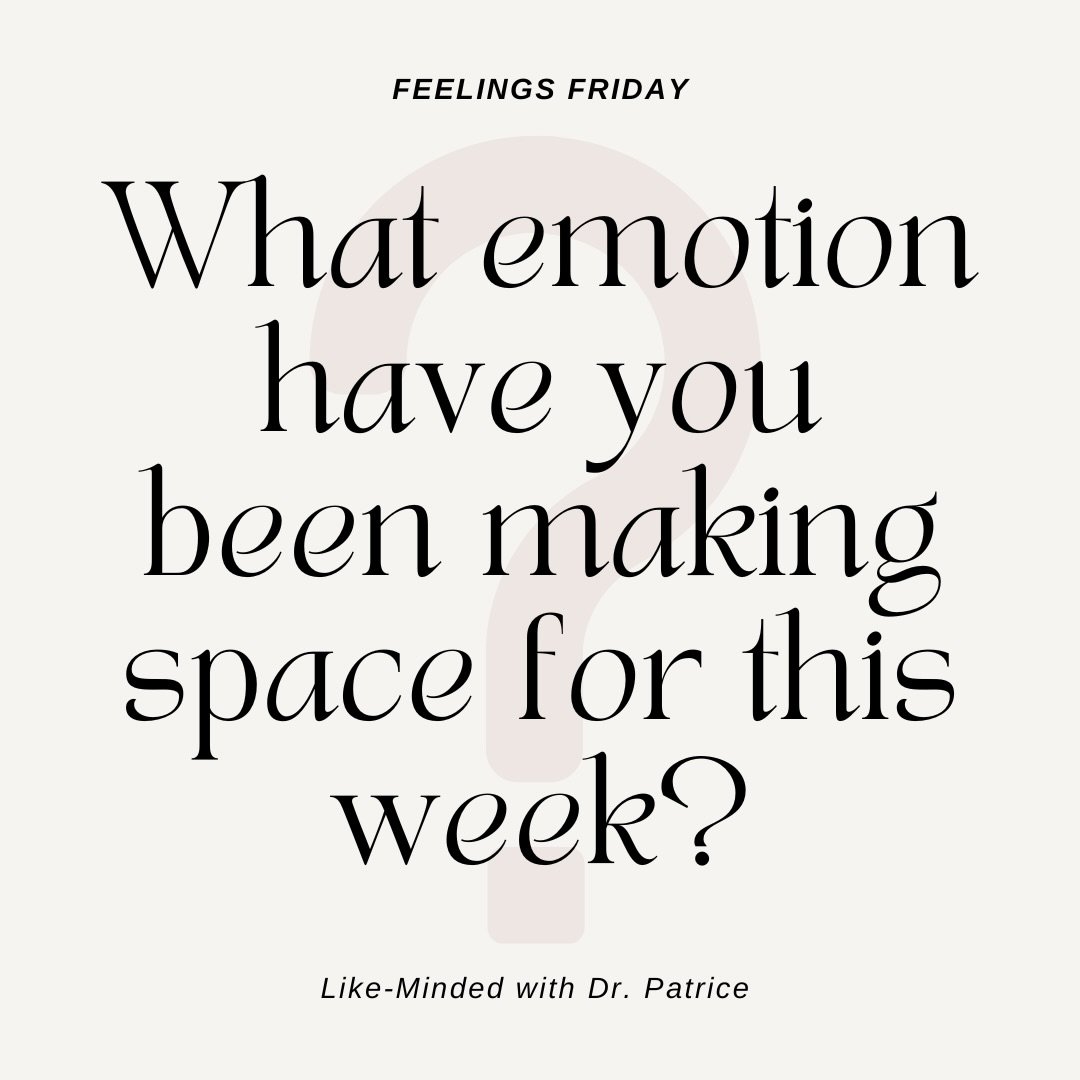 Awareness isn&rsquo;t about fixing every feeling.

Sometimes it&rsquo;s about noticing what&rsquo;s present and allowing yourself to experience it with curiosity.

#LikeMindedWithDrPatrice #FeelingsFriday #EmotionalAwareness #SelfReflection #Mindfuln