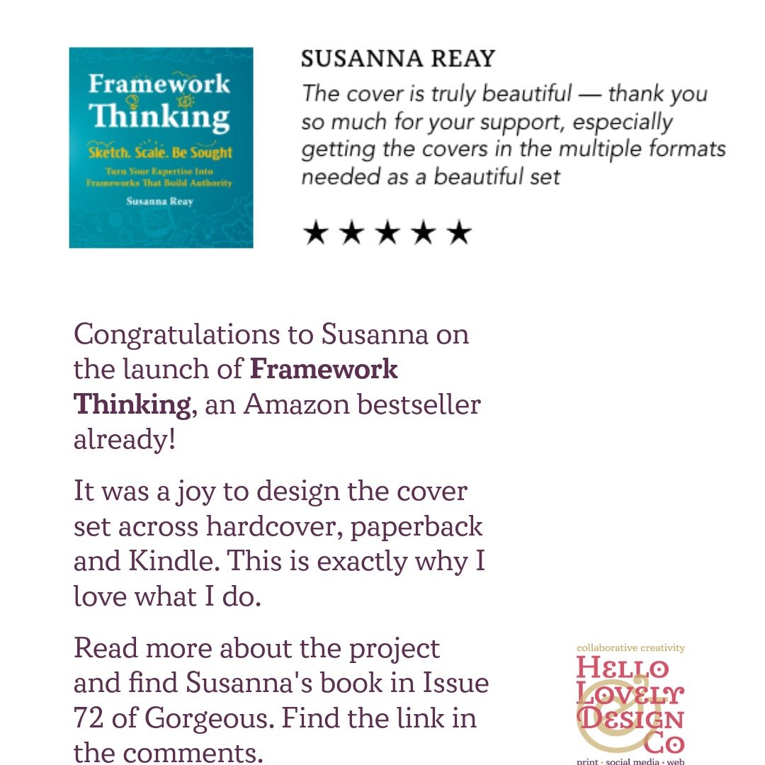 Congratulations to @susannareay on the launch of Framework Thinking, an Amazon bestseller already! It was a joy to design the cover set across hardcover, paperback and Kindle. This is exactly why I love what I do. Read more about the project and how 
