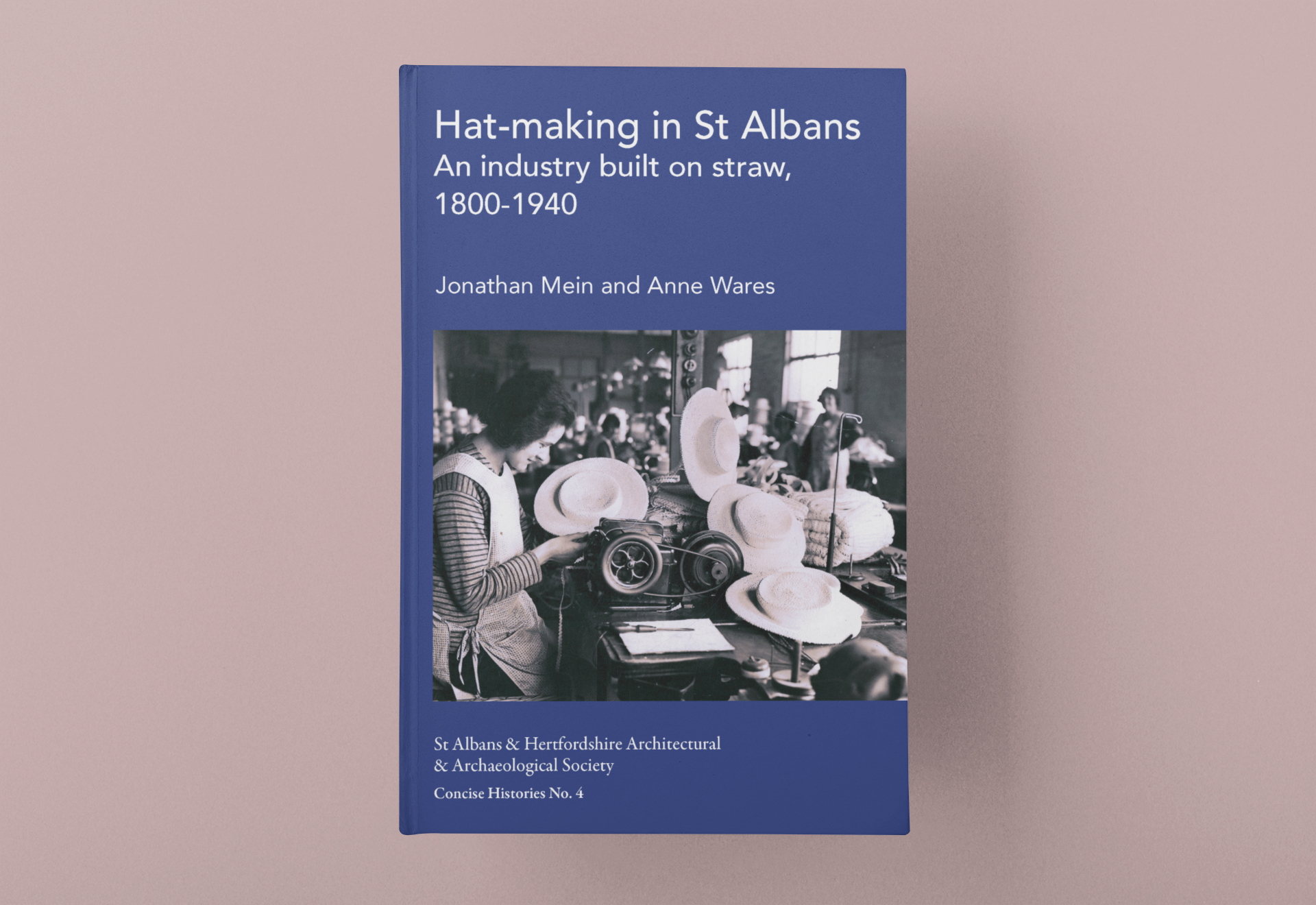 Book cover in blue with a black and white photo